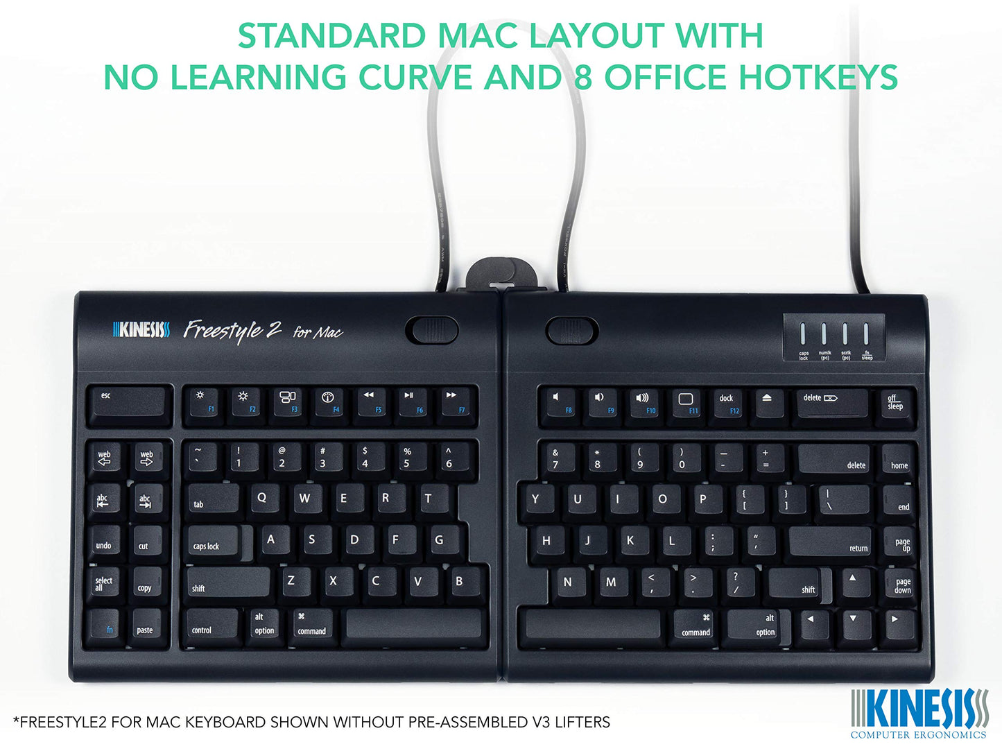 KINESIS Freestyle2 Ergonomic Keyboard w/ VIP3 Lifters for Mac (9" Separation)