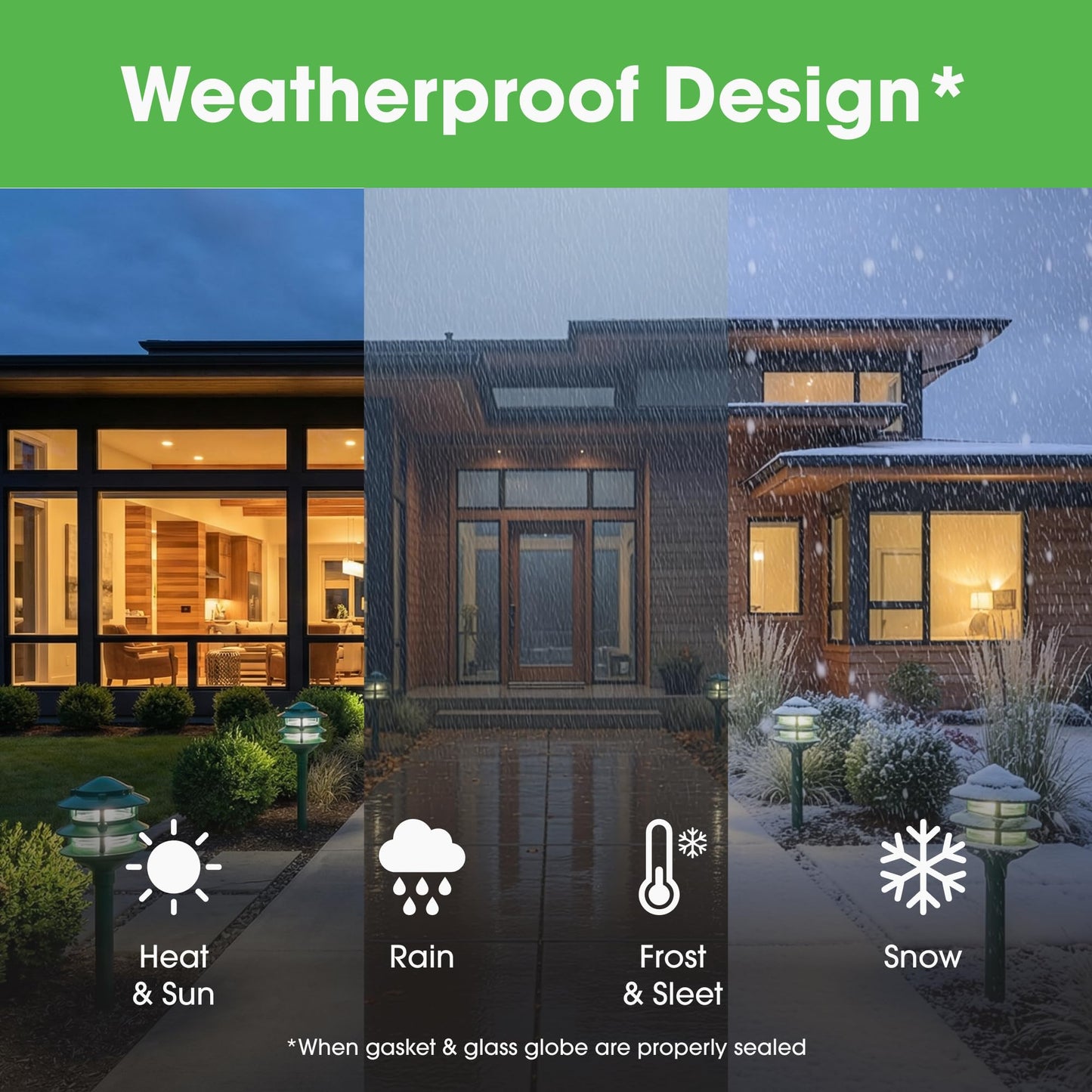 Greenfield Made in the USA Weatherproof Line-Voltage (120V) 3-Tier LED Outdoor Pathway Light - Permanent Outside Light with Mounting Hardware