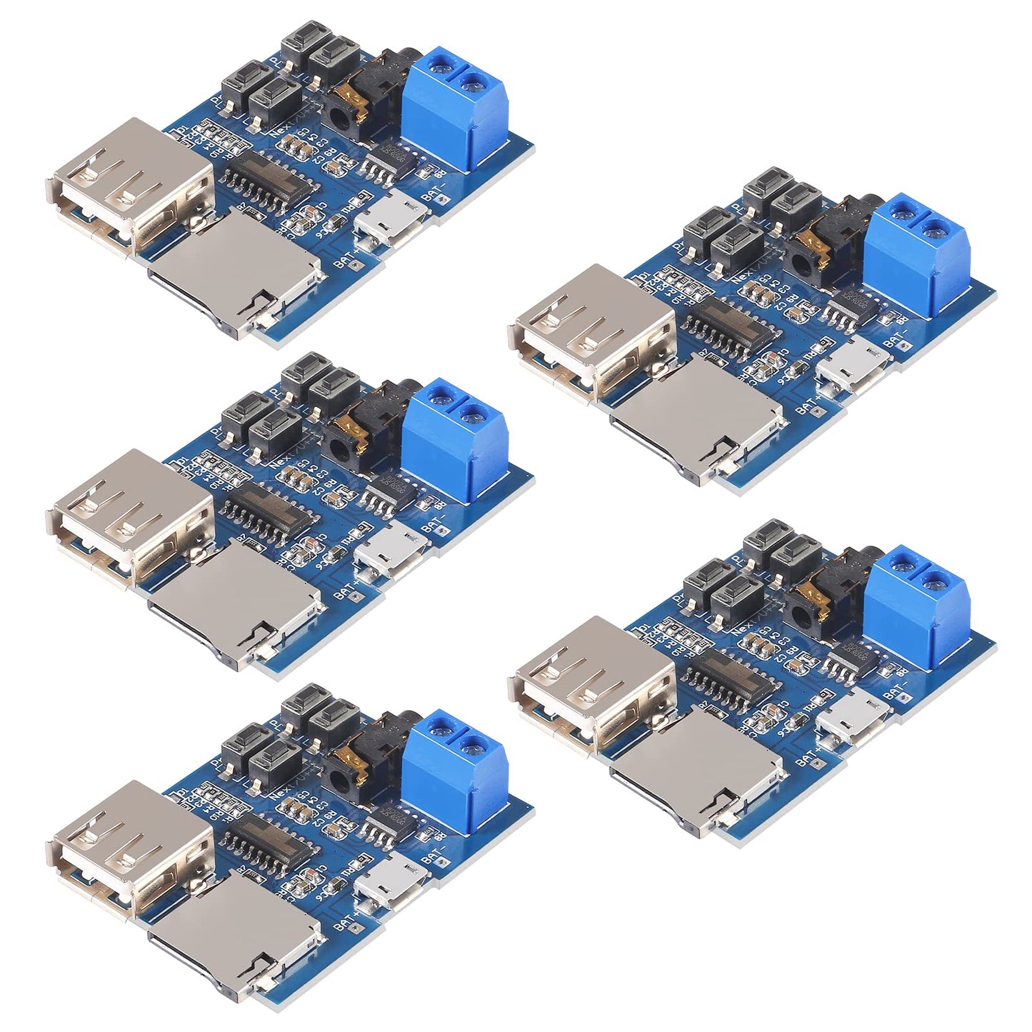 AITRIP 5PCS TF Card U Disk Play MP3 Decoder Player Module with Audio Amplifier Audio Decoding Player Module Micro USB 5V Power Supply