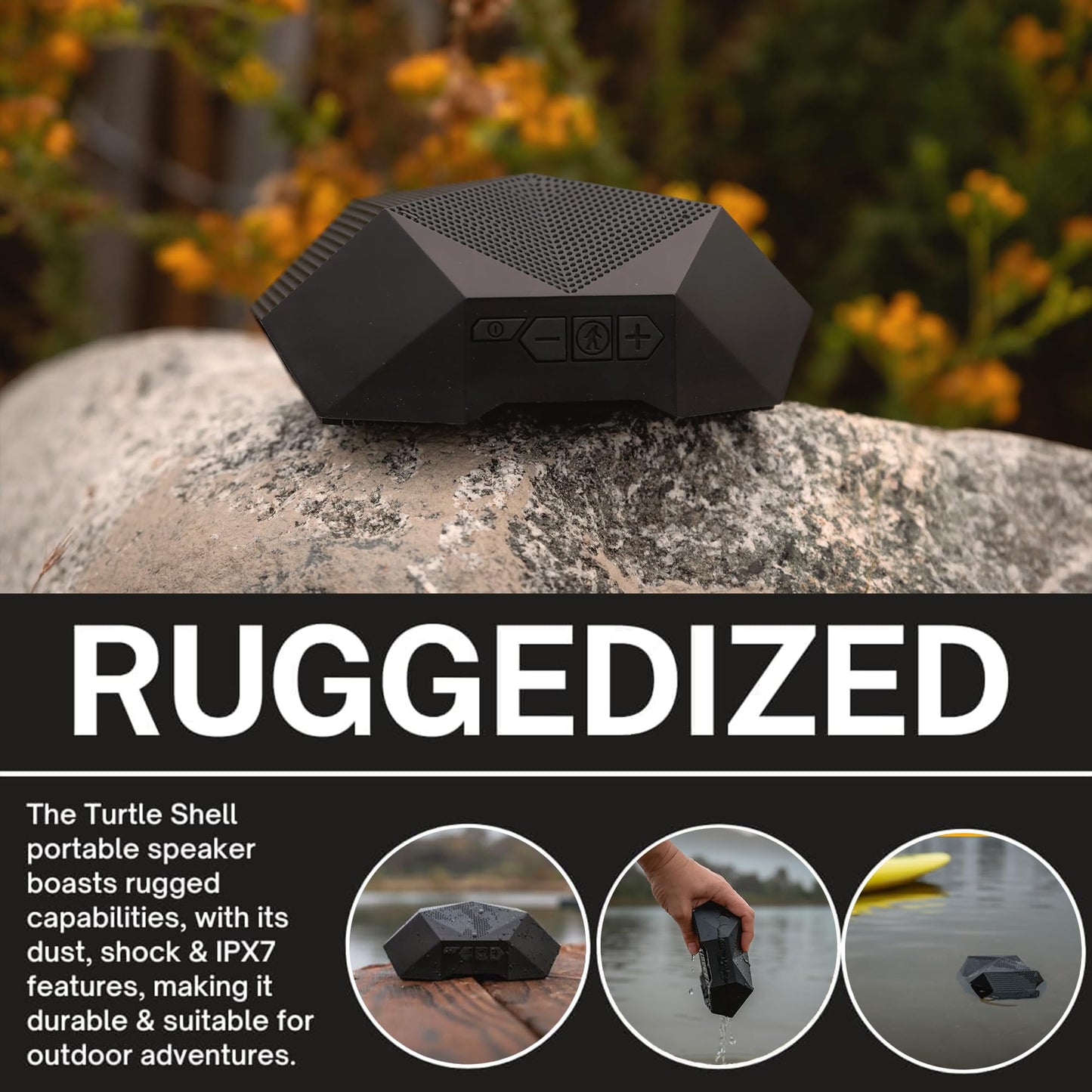 Outdoor Tech Turtle Shell 4.0 Portable Rugged Wireless Bluetooth Speaker with 360 Degree Sound Hi-Fi Audio IPX7-Rated Waterproof Dustproof