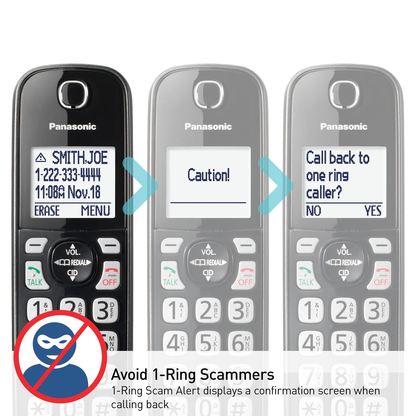 Panasonic Cordless Phone with Answering Machine, Advanced Call Block, Bilingual Caller ID and High-Contrast Display, Expandable System with 3 Handset