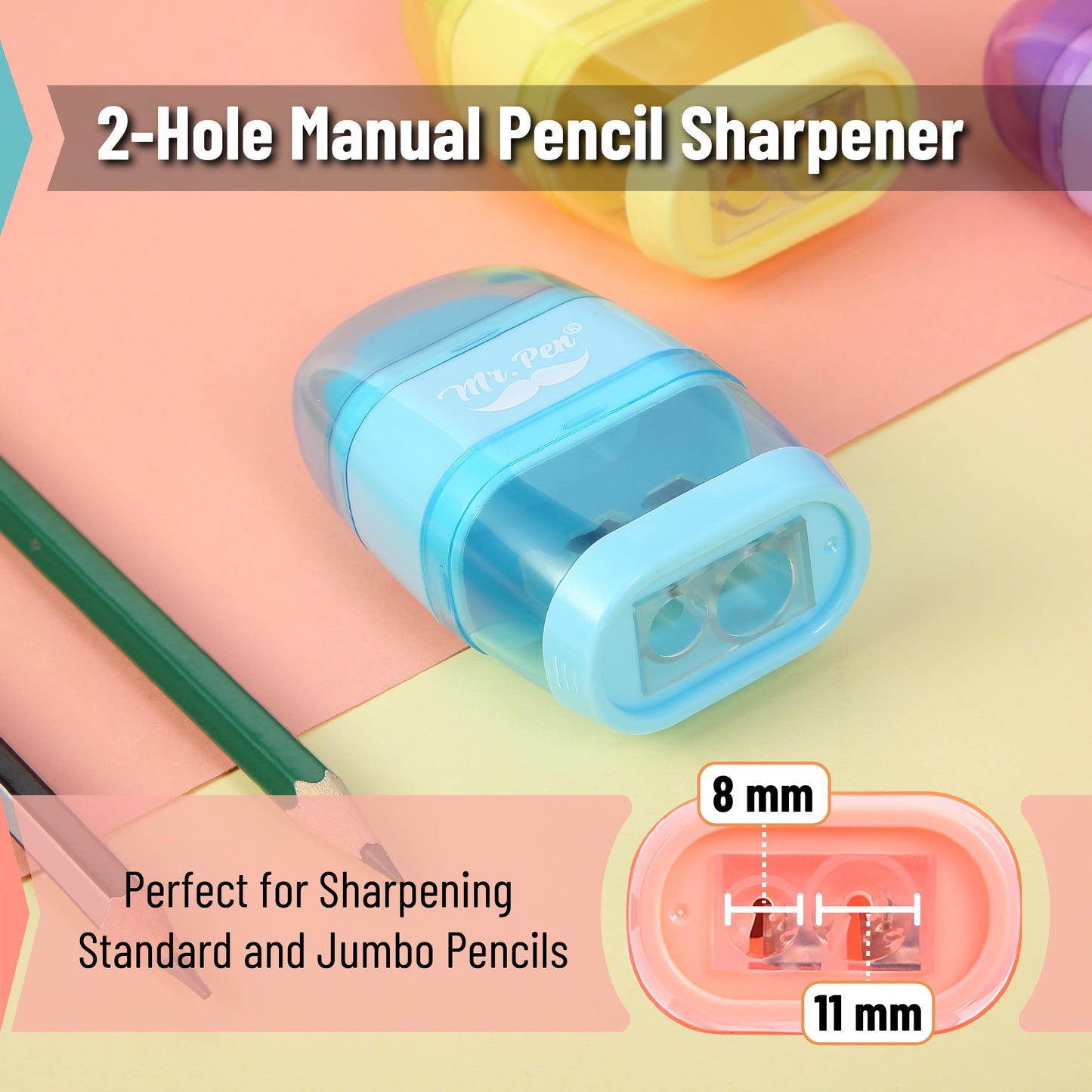 Mr. Pen- Pencil Sharpener & Eraser, 4 Pack