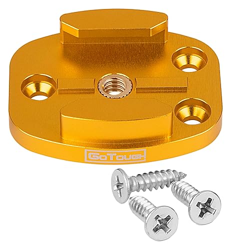 GoTough Gold QR Mount with Pilot Holes - All Metal, Versatile Quick Release Plate with 1/4”-20 Tripod Screw and Pilot Holders Compatible with GoPro