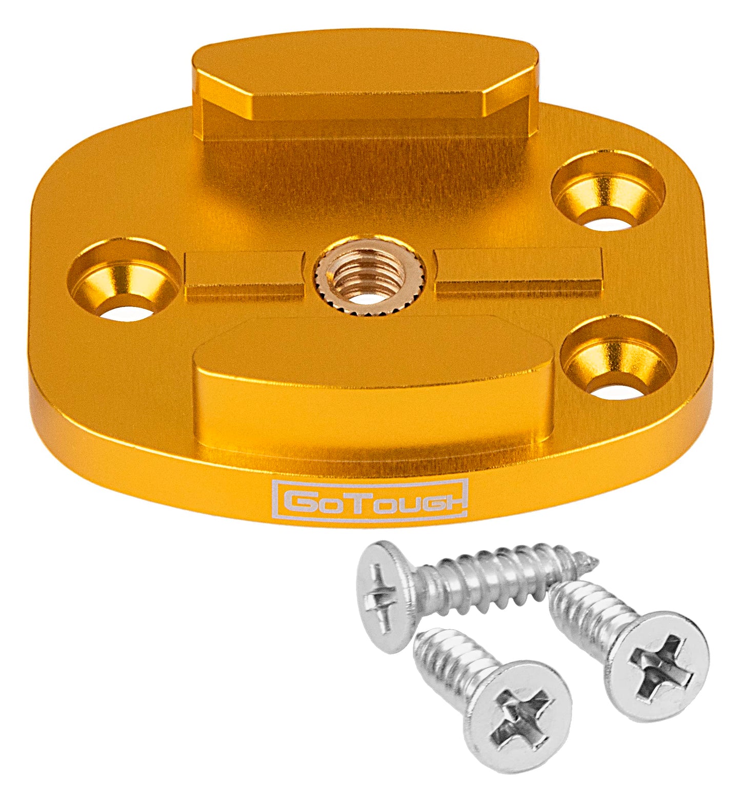 GoTough Gold QR Mount with Pilot Holes - All Metal, Versatile Quick Release Plate with 1/4”-20 Tripod Screw and Pilot Holders Compatible with GoPro
