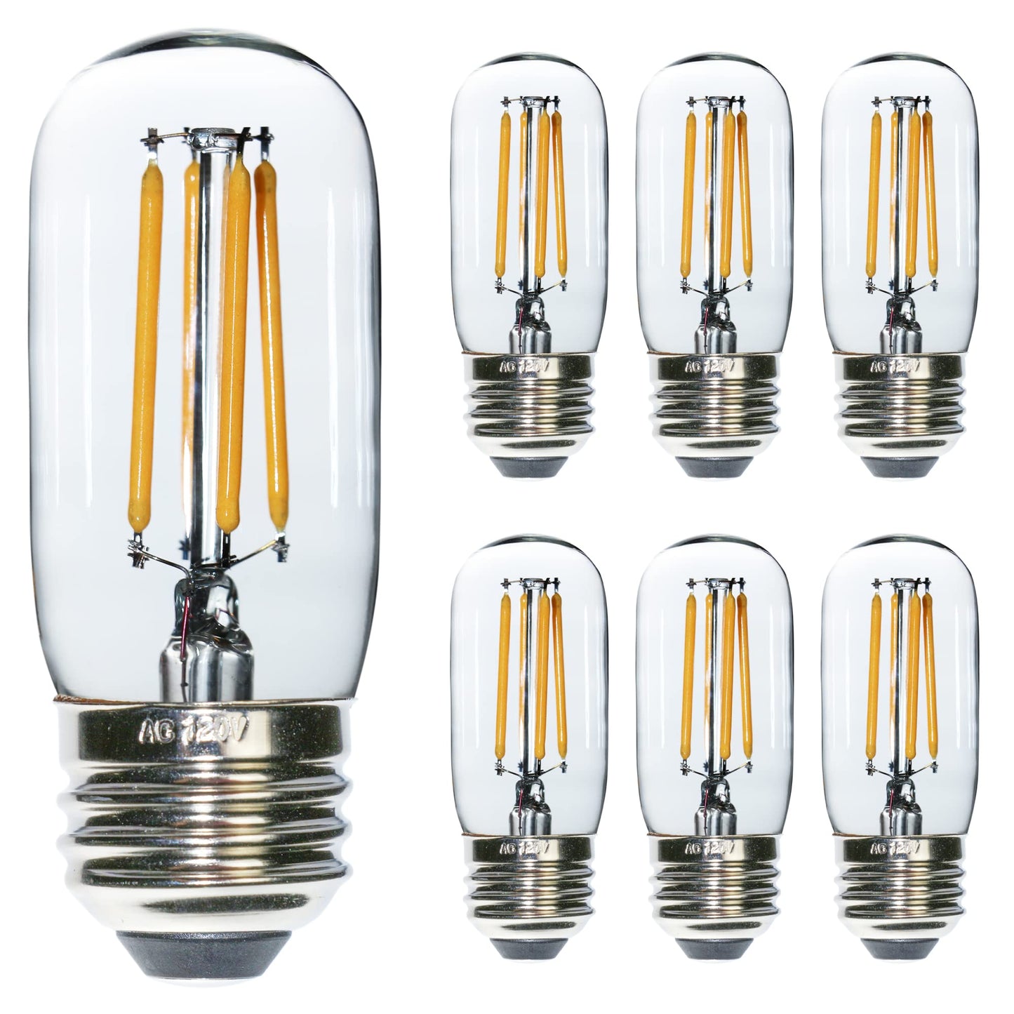 FANNIS 6 Pack Dimmable E26 LED Light Bulbs 25-40 Watt Equivalent, T32 T12 2700K Soft Warm White Light Bulb, 4W Low Wattage Edison Bulbs for Bedroom