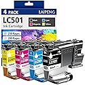 LAIPENG LC501 Ink Cartridges 4-Pack Compatible with Brother LC501 LC501XL for MFC-J1260DW MFC-J1360DW MFC-J1410DW Printers (4-Pack, BK/C/M/Y)