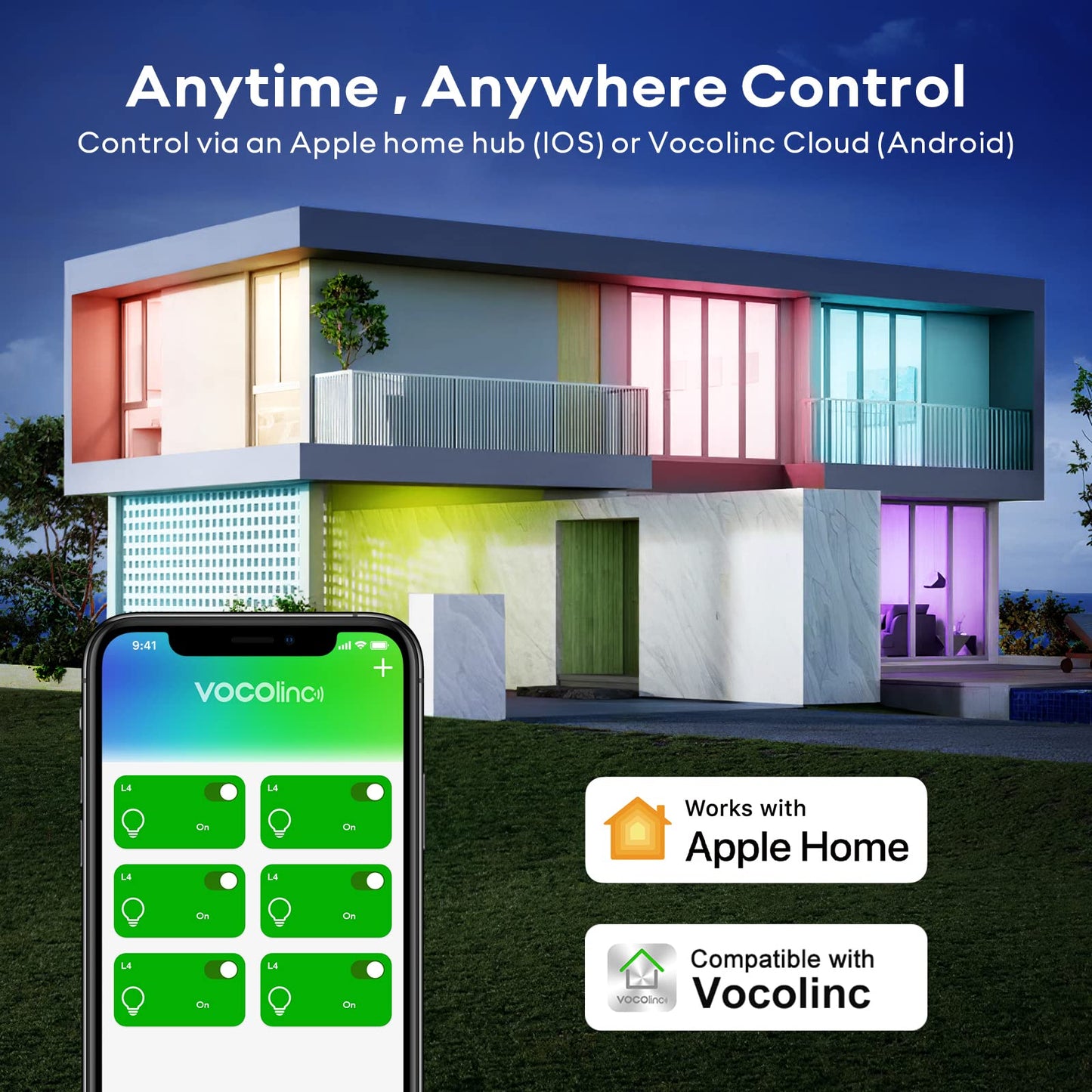 VOCOlinc Smart Light Bulb Works with Apple Homekit, Alexa, Google Home, Dimmable WiFi Smart Bulbs, 850 Lumens, E26 LED Smart Bulb 60 Watt Equivalent