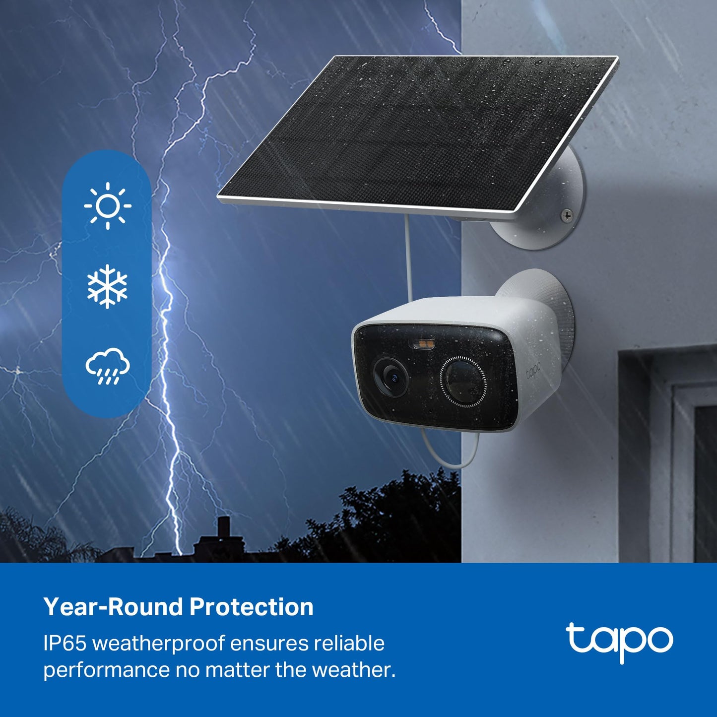 Tapo TP-Link C400 KIT Outdoor Battery Camera w/Solar Panel Base, Wireless, 1080P, Free Person/Vehicle Detection, SD/Cloud Storage, Color Night Vision