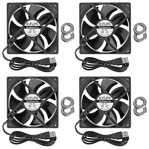 4pcs 9225 92mm x 92mm x 25mm DC 12V 2Pin Computer Fan High Speed Muffin Fan Cooling Fan,UL-Certified for 3D Printer Computer Case Fan (Double Ball