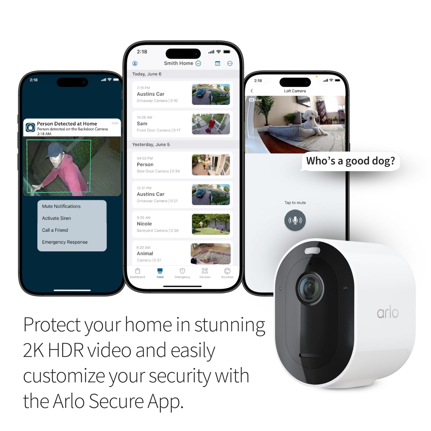 Arlo Pro 5S Spotlight Security Camera 2K HDR | Outdoor | Wireless | Dual-Band Wi-Fi Connects to Strongest Network|12X Zoom, 2-Way Audio, Color Night