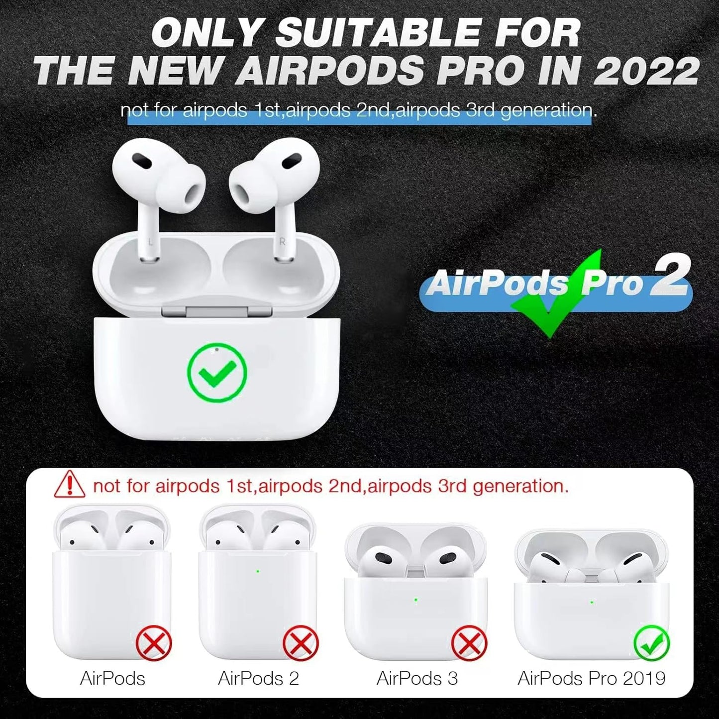Compatible with AirPods Pro 2nd/1st Generation Case Cover, Leather Full Body Shockproof Protective Cover for AirPods Pro 2&1 Gen Case for Women Men
