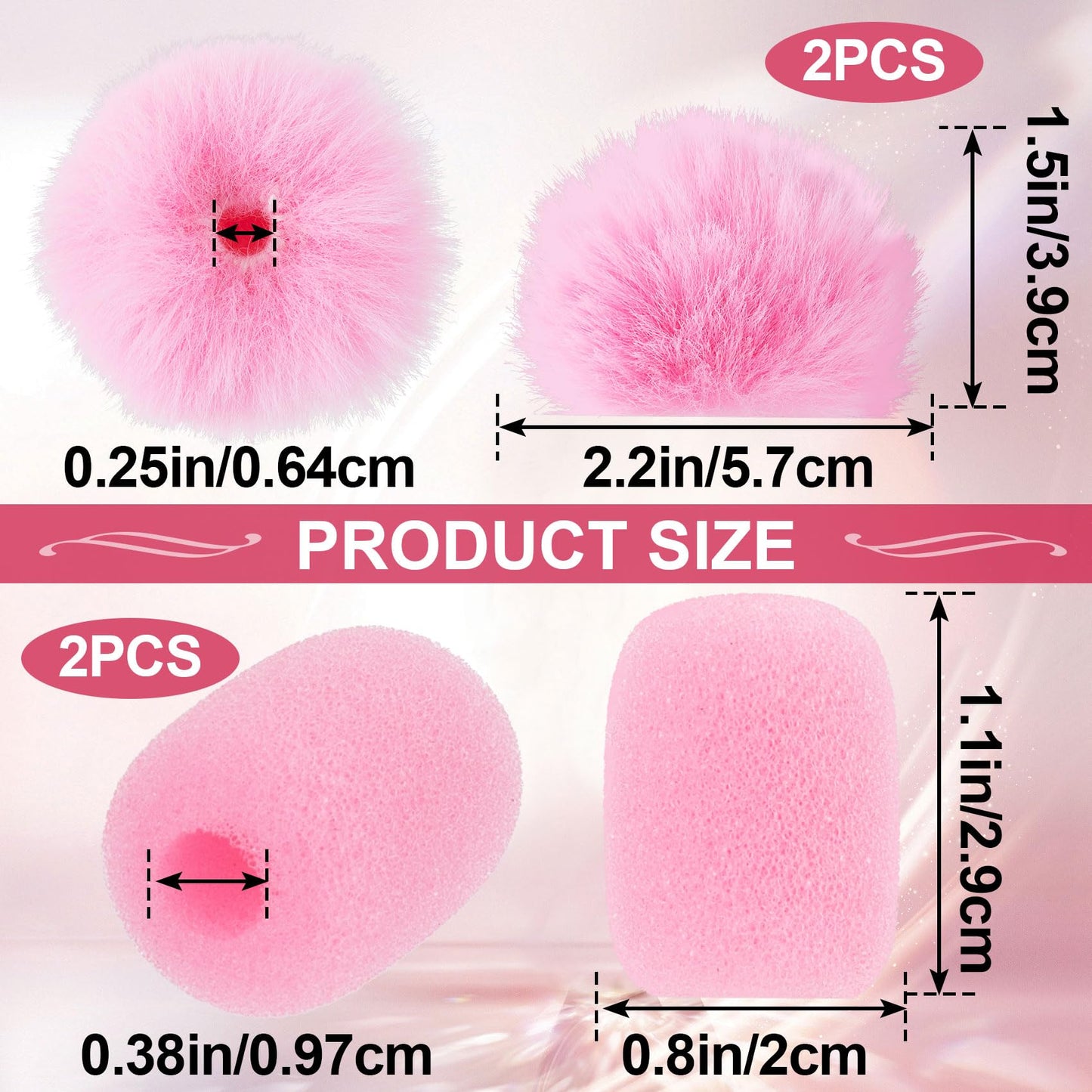 PAGOW 4 Pcs Mini Pink Foam Microphone Windscreens ? Furry Cover, High Density Mic Headset Cover, Lapel Microphone Windscreen for Lavalier Microphones