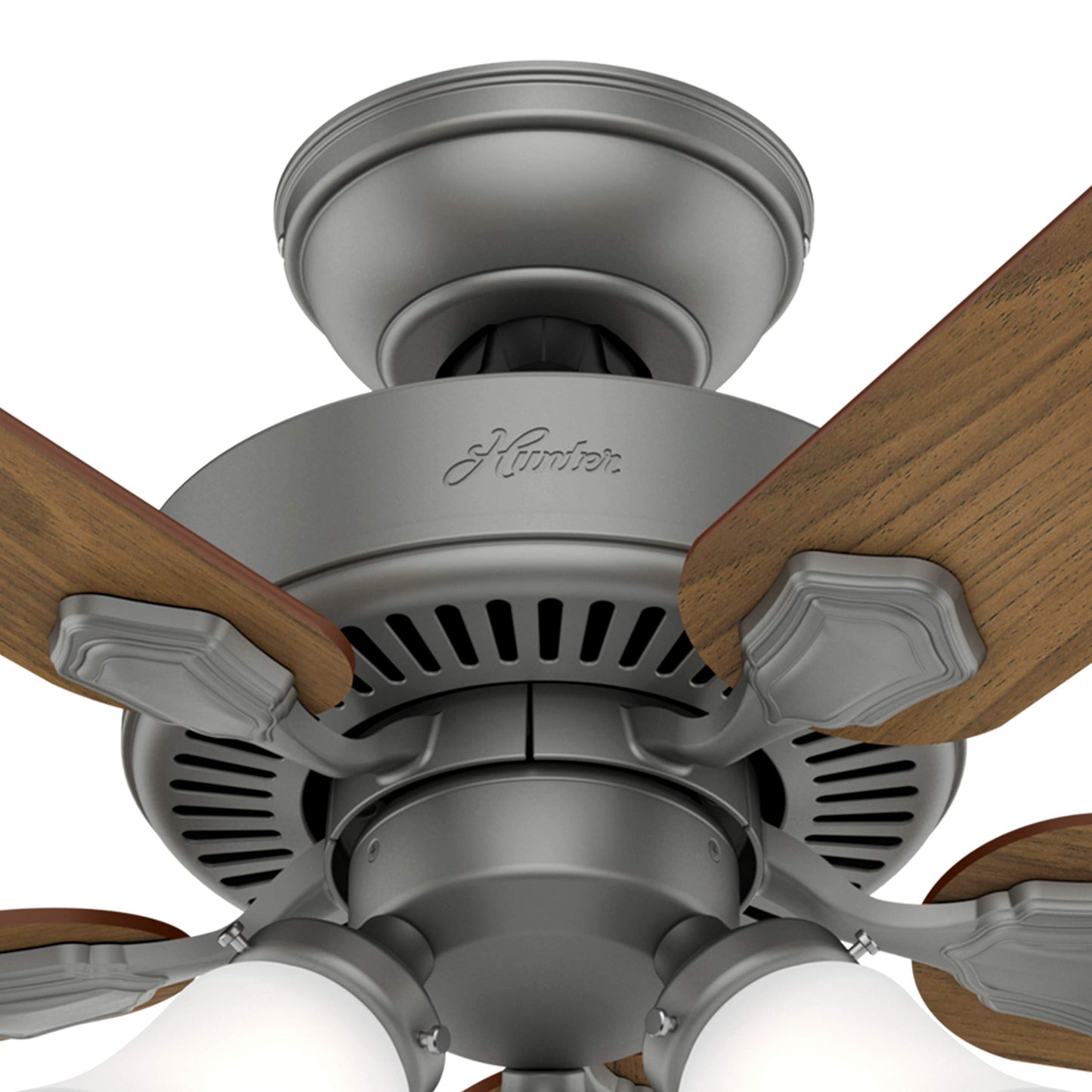 Hunter Fan 44 inch Traditional Matte Silver Indoor Ceiling Fan with Light Kit and Pull Chain (Renewed)