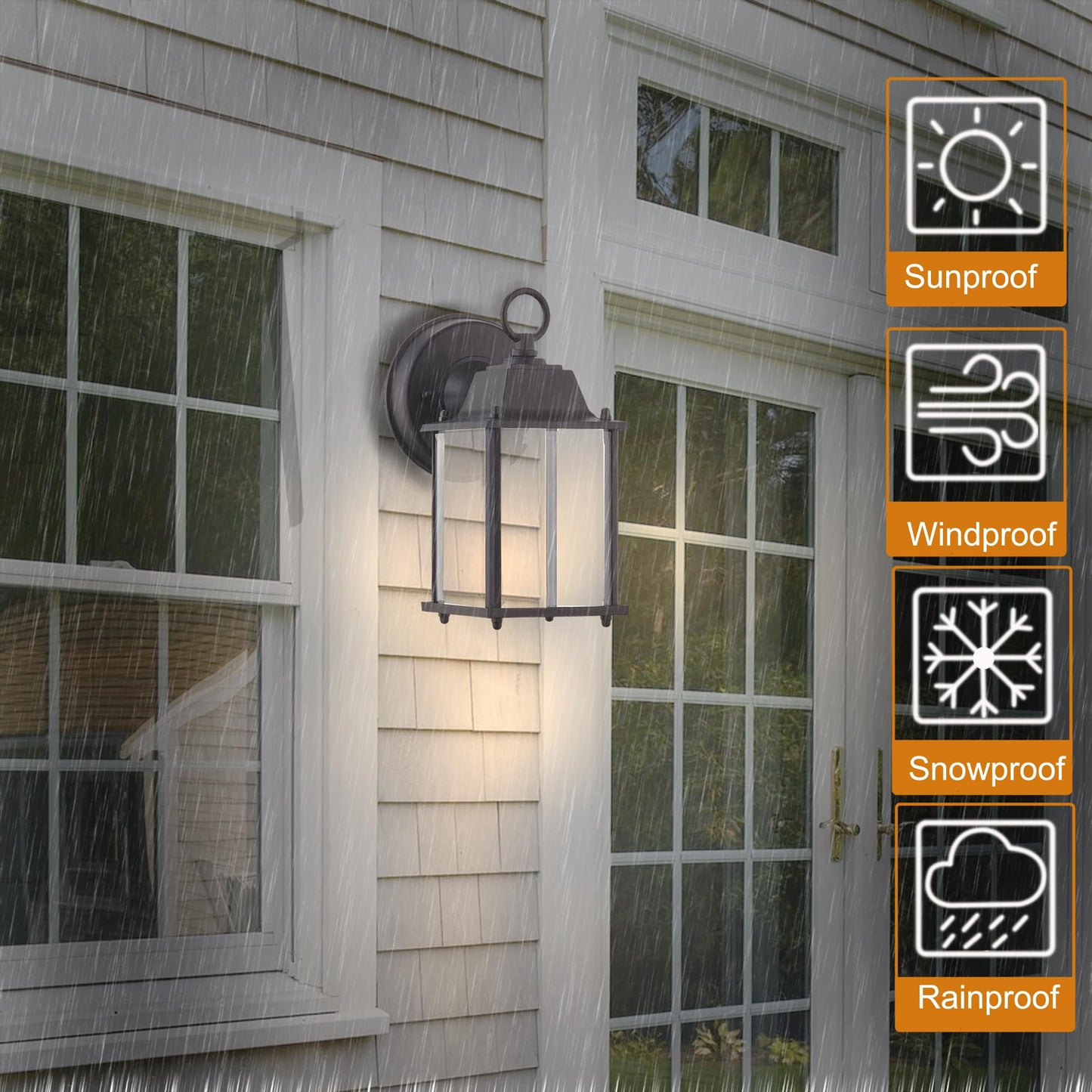 WISBEAM Outdoor LED Wall Lantern, 2 Packs Outdoor Porch Light Fixture, Aluminum Housing Plus Glass, Wet Location Rated, ETL Qualified, 3000K