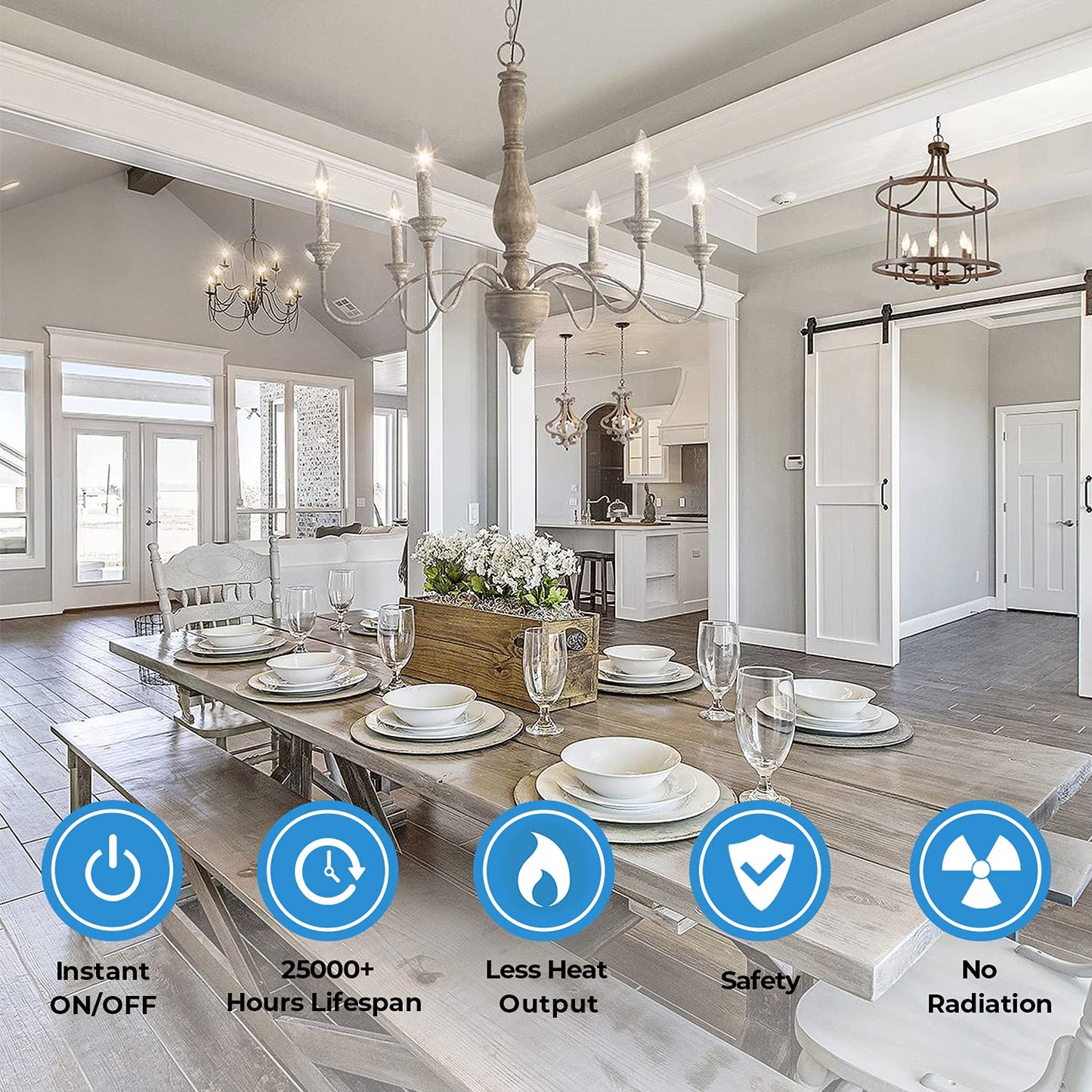 TOBUSA E12 Candelabra LED Bulbs, 6W Clear Filament Chandelier Light Bulbs