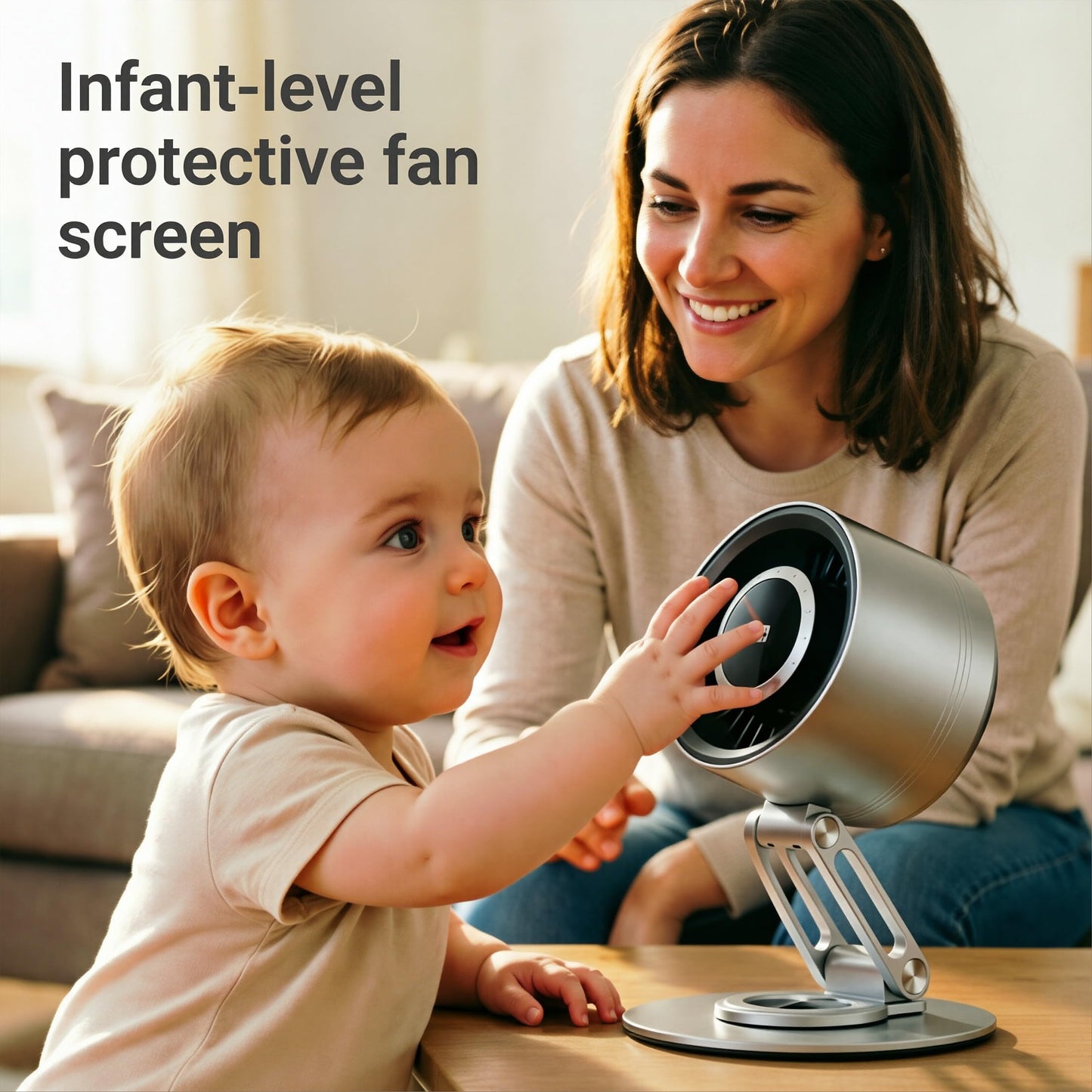 Yison Smart Anodized Aerospace Aluminum Metal Desk Fan, Air Circulation Powerful Desktop Fan with 20dB Ultra Silent, 11-Speed High Velocity Table Fan