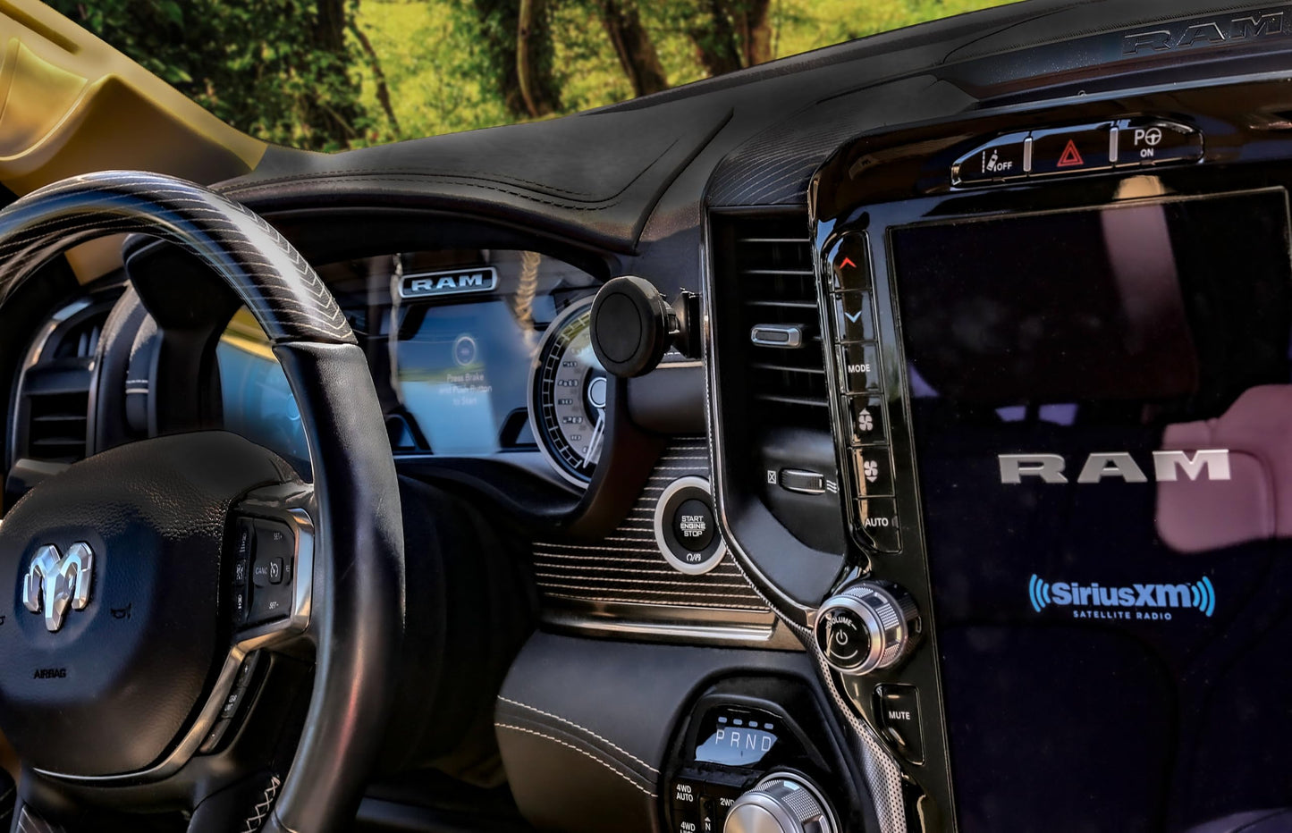 Course Motorsports Direct Fit Phone Mount: Ram TRX, Ram Limited (2019-Present),Laramie Longhorn (2020+) Cradle Head - Charging Auto Closing (Black)