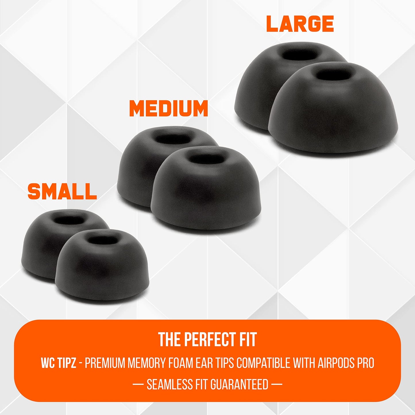WC TipZ - Upgraded Memory Foam Ear Tips for Airpods Pro Made by Wicked Cushions | Improved Comfort, Tighter Seal, Better Foam Rebound Time | Fits