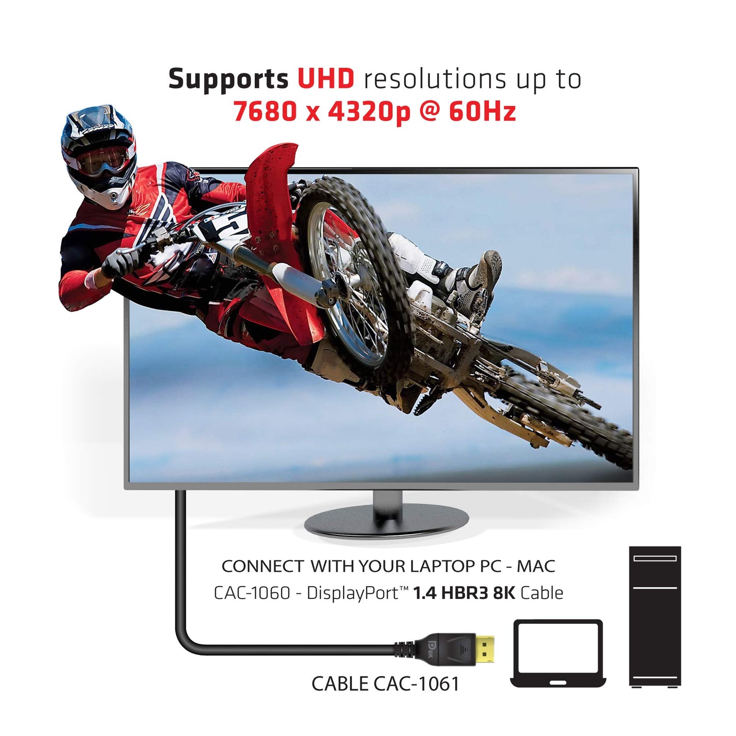 Club3D CAC-1061 DisplayPort to DisplayPort 1.4/HBR3 Cable DP 1.4 8K 60Hz 5 Meter/16,4 Feet Black VESA Certified