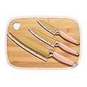 Paris Hilton Reversible Bamboo Cutting Board and Cutlery Set with Matching High Carbon Stainless Steel Knives, Blade Guards, Sleek Yet Comfortable…