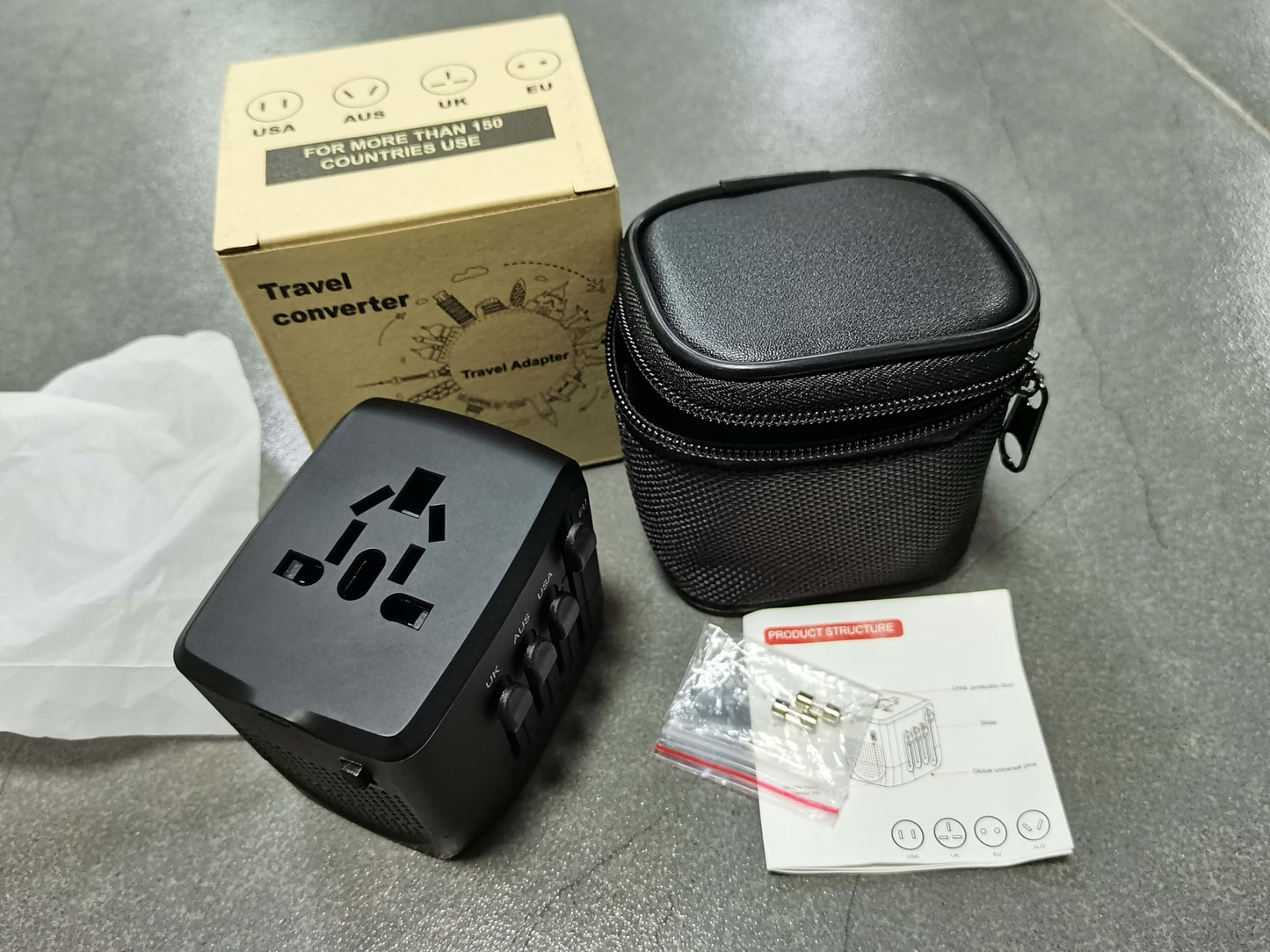 International Travel Adapter & Voltage Converter – Step Down 220V to 110V for Phones, Laptops, Curling Irons, US to UK/EU/AU & 200+ Countries