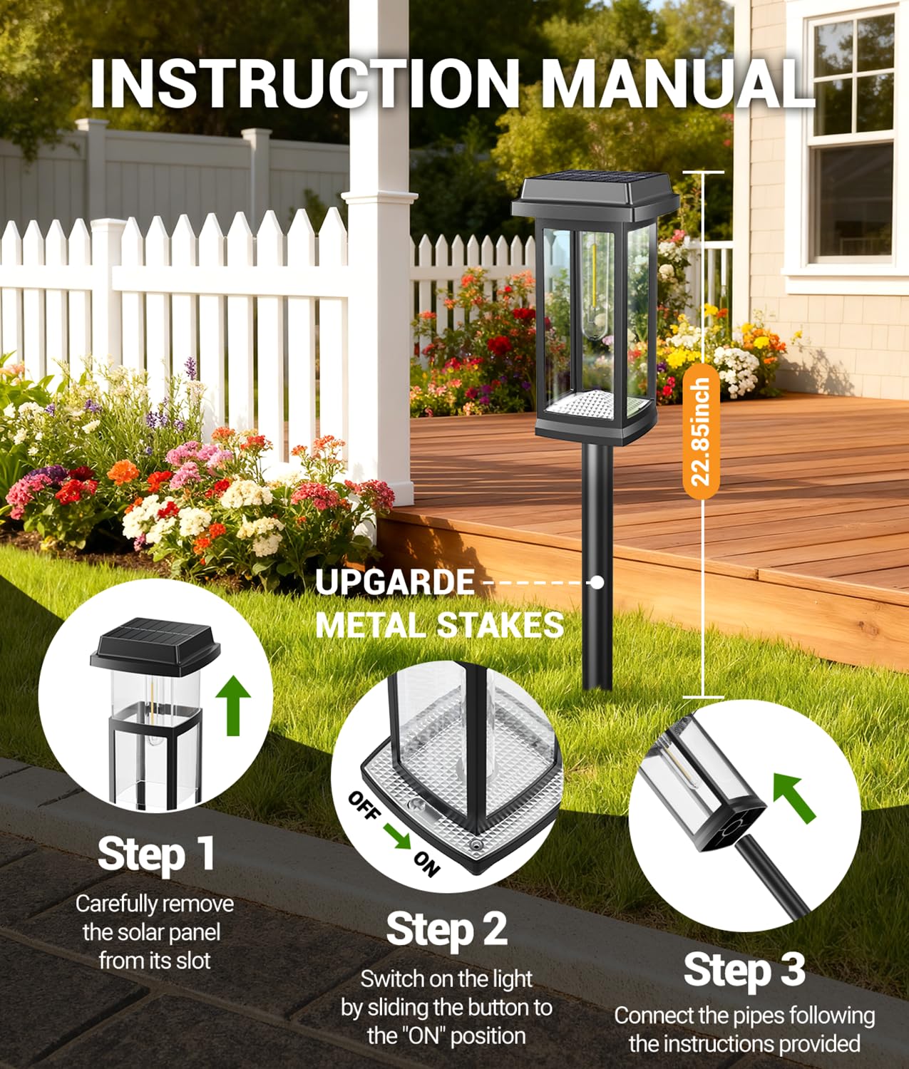 Solar Pathway Lights Outdoor, 8 Pack Upgraded Solar Garden Lights Solar Powered, Solar Lights Outdoor Waterproof IP65, 15 Hours Outdoor Solar Lights