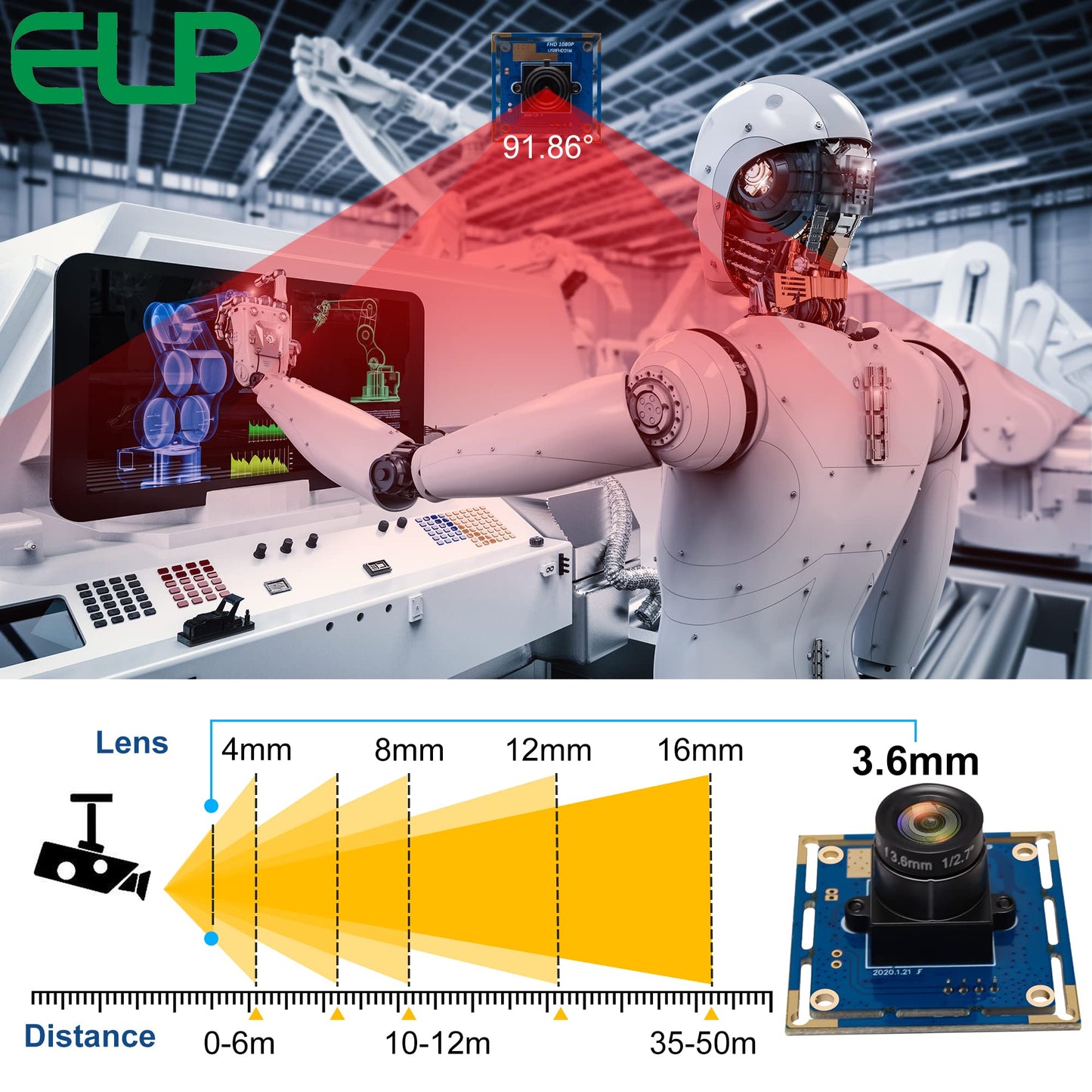 ELP 1080P USB Security Camera Module High Speed 2megapixel HD Free Driver USB with Camera Wide Angle PC Camera Raspberry Pi Developing Board Mini UVC