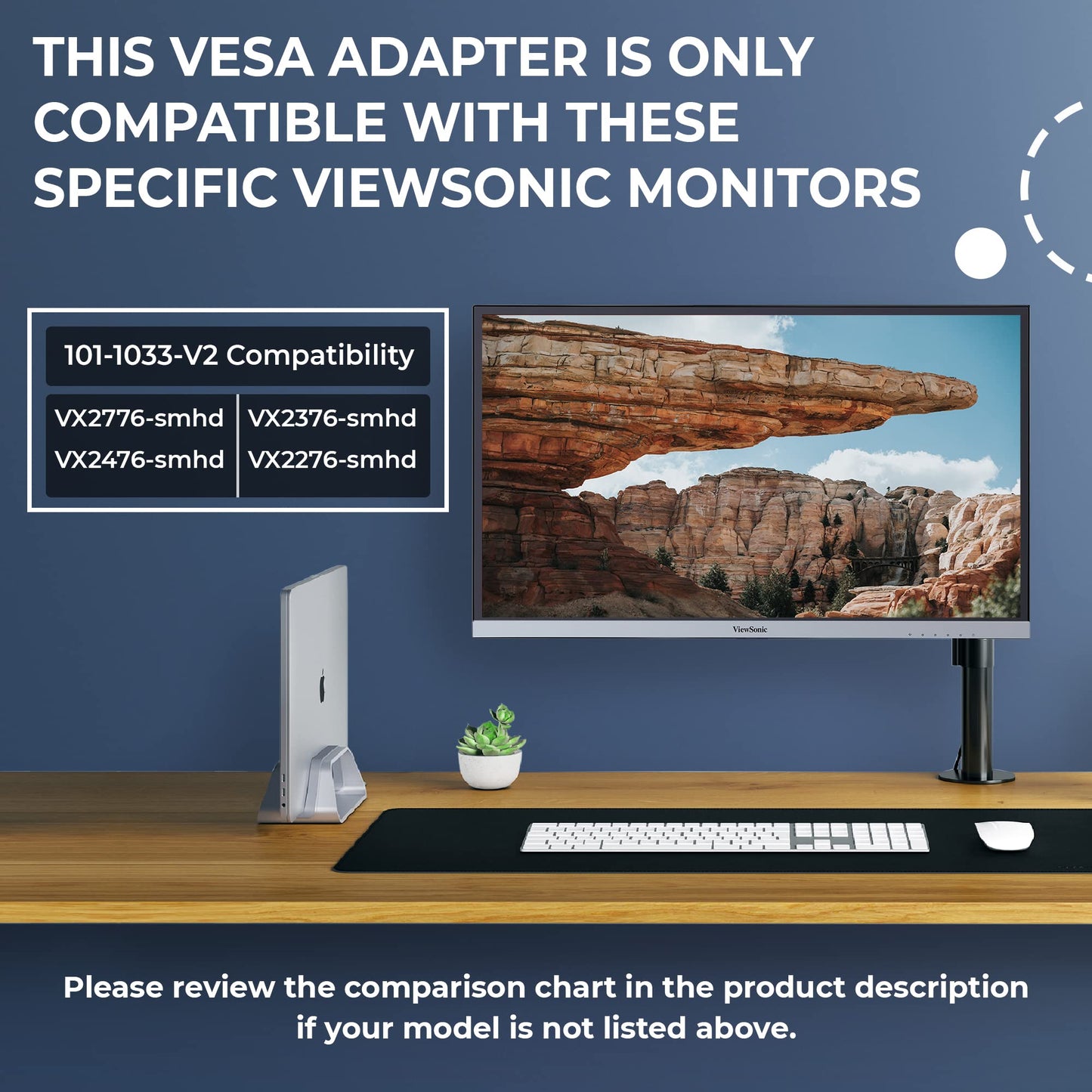 HumanCentric VESA Mount Adapter Compatible with Viewsonic Models VX2776-smhd, VX2476-smhd, VX2376-smhd, and VX2276-smhd, Does not Work with Monitor