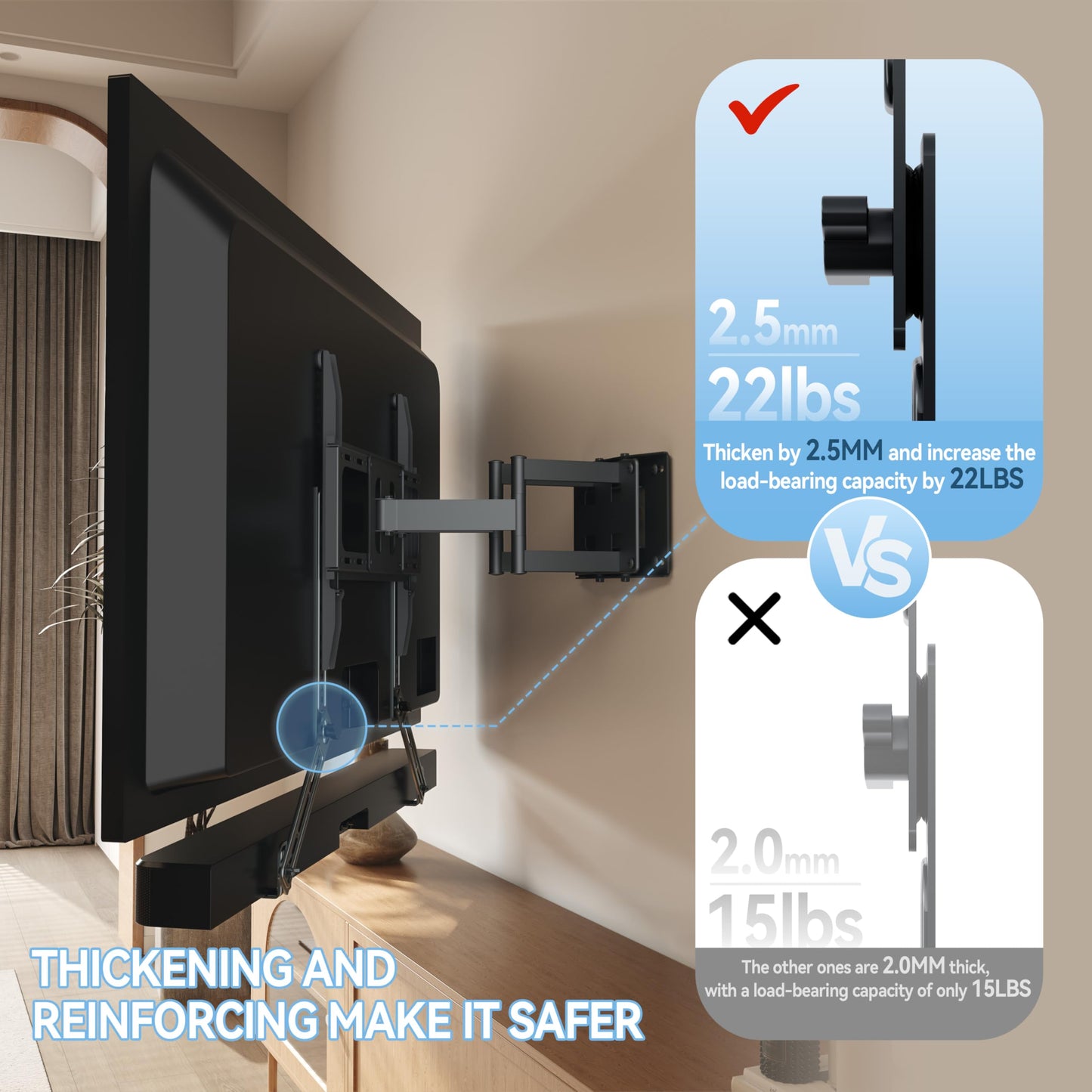 C YECEN Sound Bar Mounts Under TV or Above TV, Height & Depth Adjustable Soundbar Mount?with Detachable Extension Arms and L-Brackets
