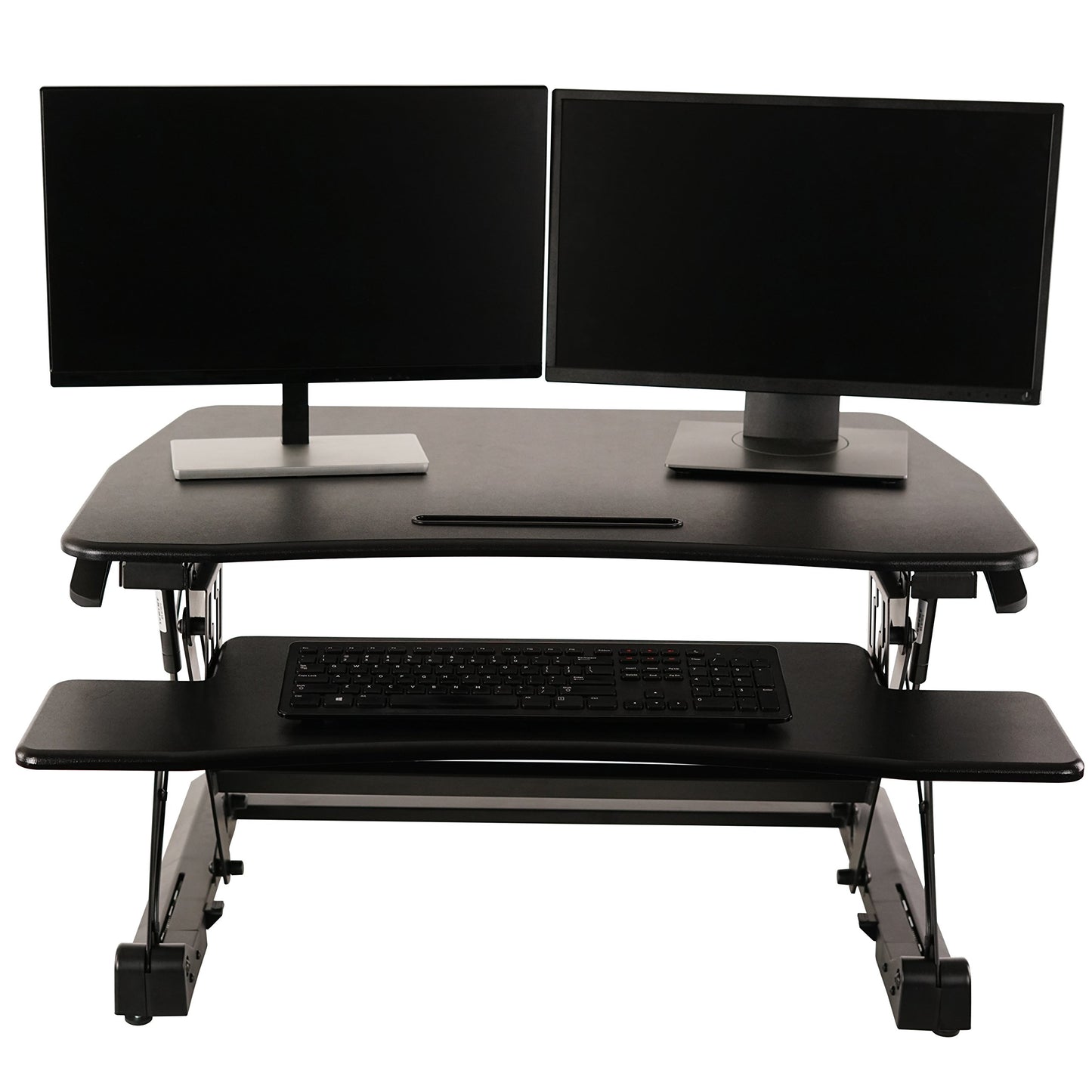 ZooVaa Standing Desk Converter 35 Inches - Height Adjustable Sit Stand Up Desk Riser fits Dual Monitors, Laptop Stand, Desktop Computer Station
