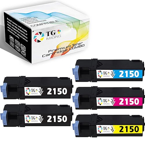 TG Imaging 5-Pack Compatible Replacement for Dell 2150 2155 Toner Cartridge Work with 2150 2155 2150cdn 2150cn 2155cdn 2155cn Printer, 2xBlack 1xCyan