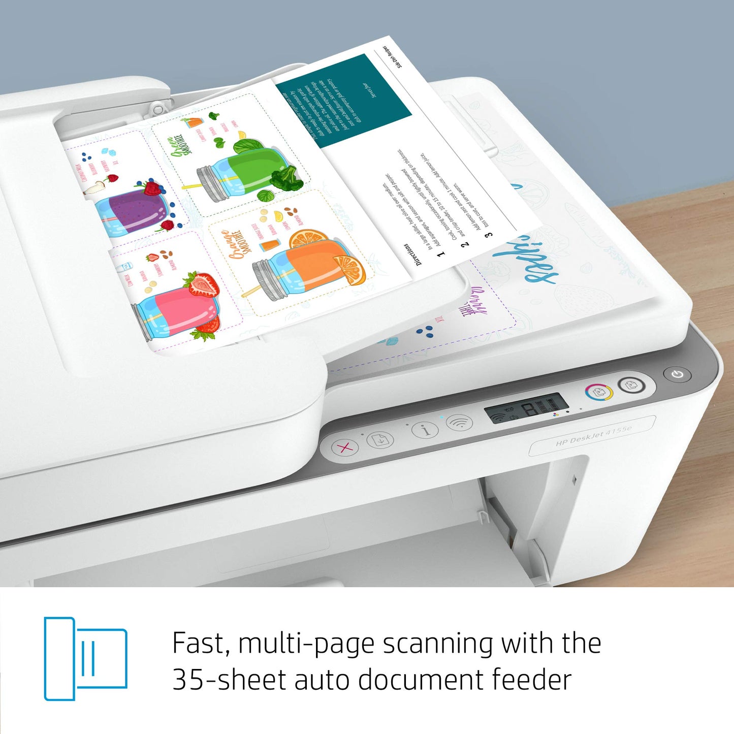 HP DeskJet 4155e Wireless Color Inkjet Printer, Print, scan, copy, Easy setup, Mobile printing, Best-for home, 3 month Instant Ink trial included