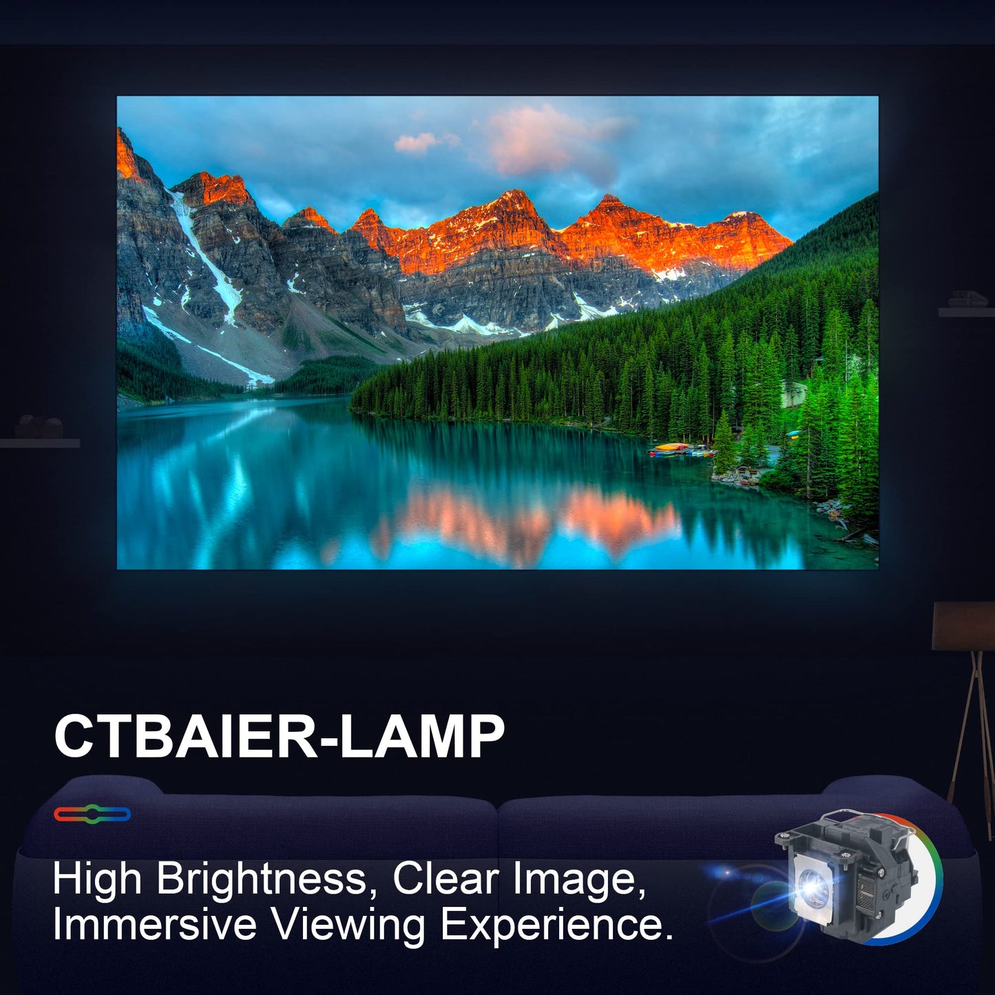 CTBAIER ELP57 for EPSON ELPLP57 powerLite Home Cinema EB-440W EB-450W EB-450Wi EB-460 EB-460i EB-450WiEDU EB-460iEDU EB-460EDU V13H010L57 Replacement