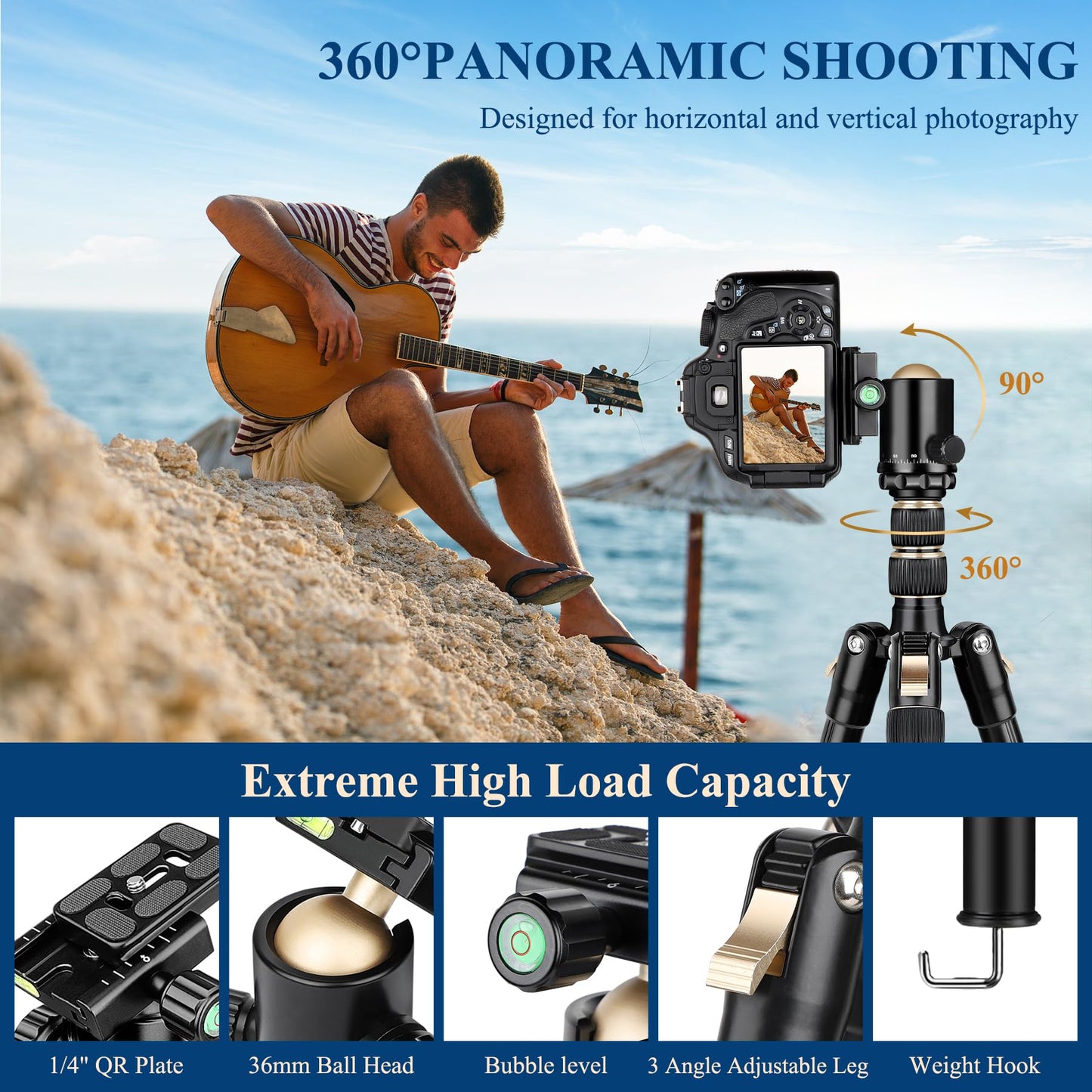 77" Aluminum Camera Tripods & Monopods, Victiv Compact Travel Tripod for Camera DSLR, Spotting Scope,Telescope, Binoculars, Porfessional Heavy Duty