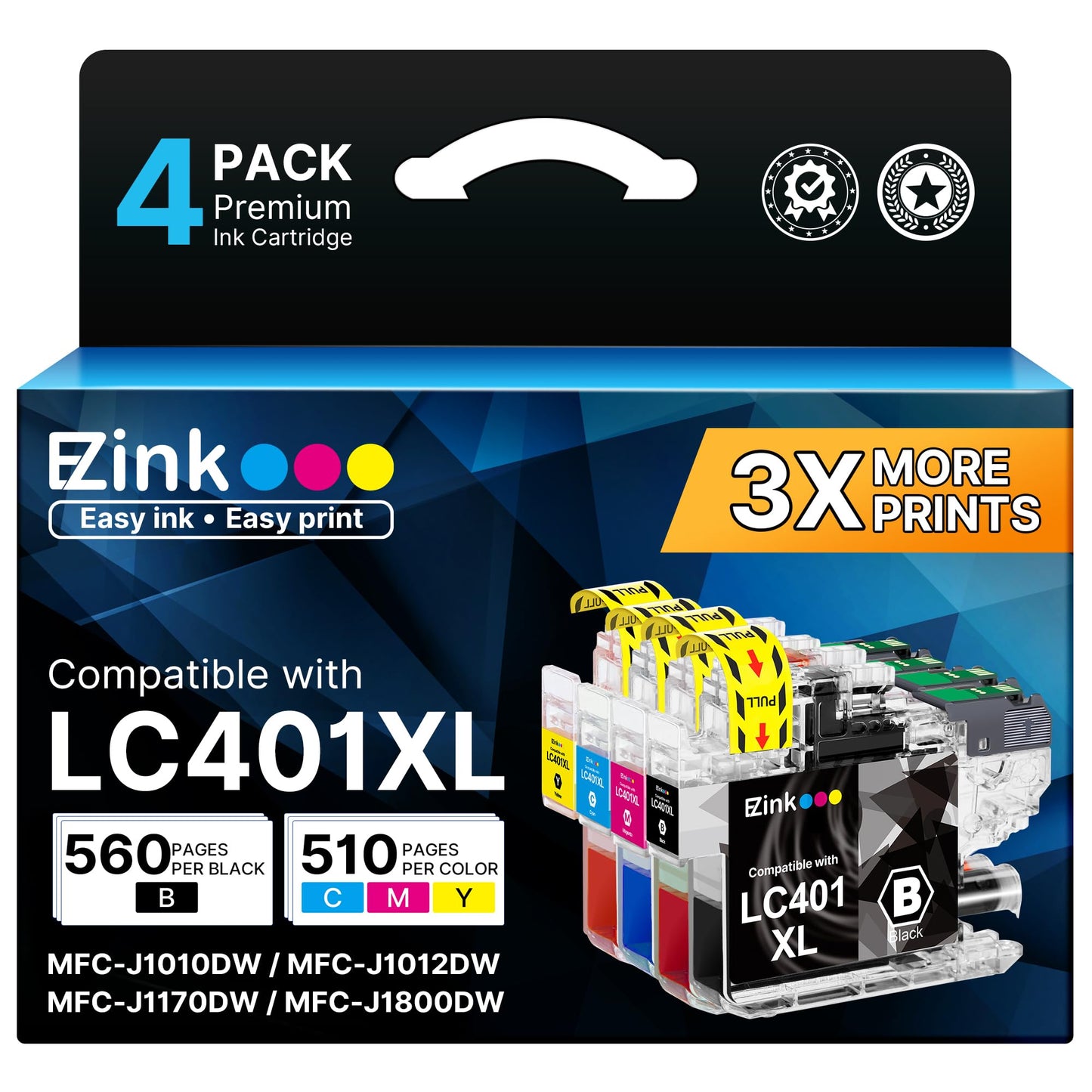 E-Z Ink LC401XL Ink Cartridges for Brother Printer LC401 LC401 XL LC 401XL