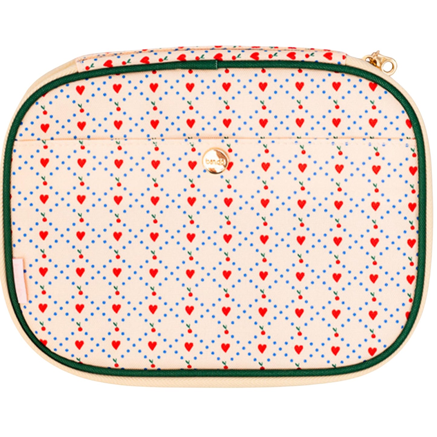 ban.do Electronic Organizer Travel Case, Lightweight Zipper Mobile Tech Pouch with Pockets and Cord Elastics, Cherry Hearts