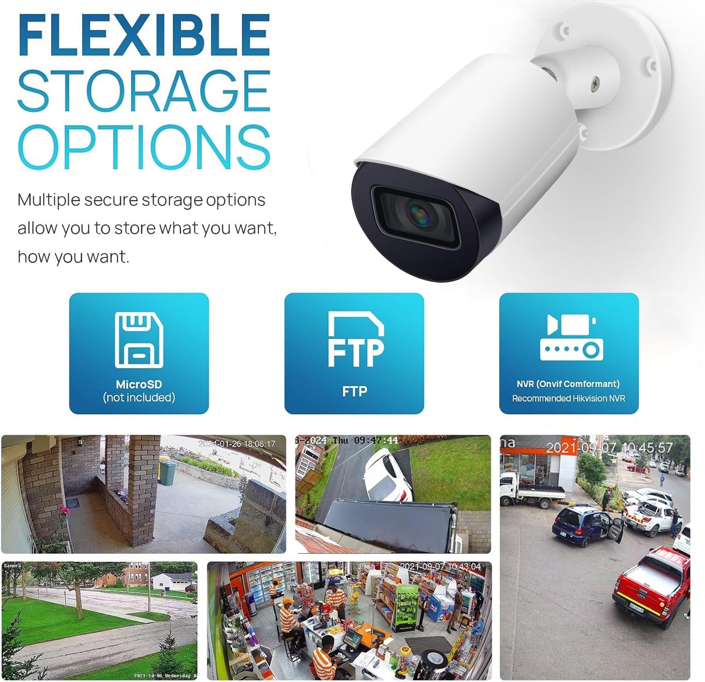 OHBET DahuaSecurity 8MP PoE IP Camera, 4K Security Bullet Camera with Smart Motion Detection IR&Color Night Vision, Metal
