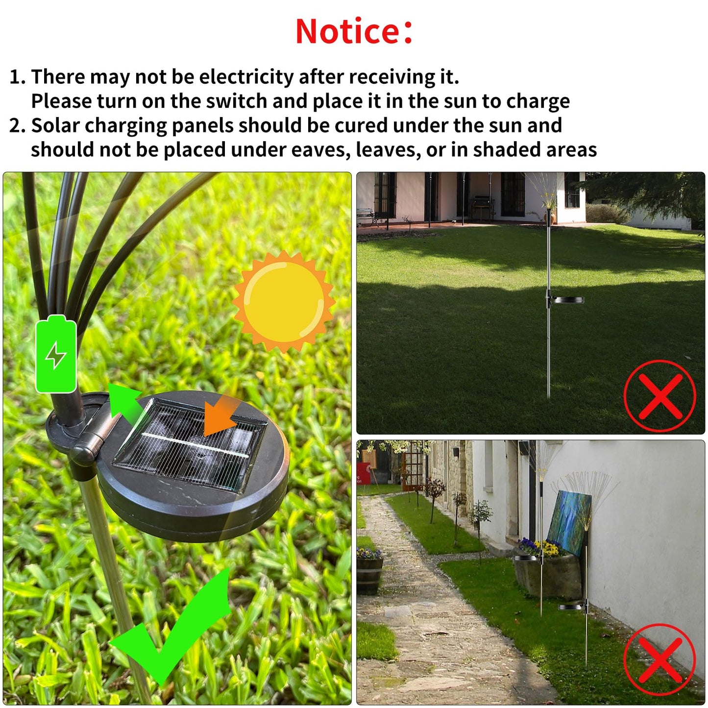 JJGoo Solar Firework Lights, 2 Pack 120 LEDs 2 Lighting Modes Solar Garden Lights Outdoor Waterproof for Yard Patio Walkway Pathway Party Wedding