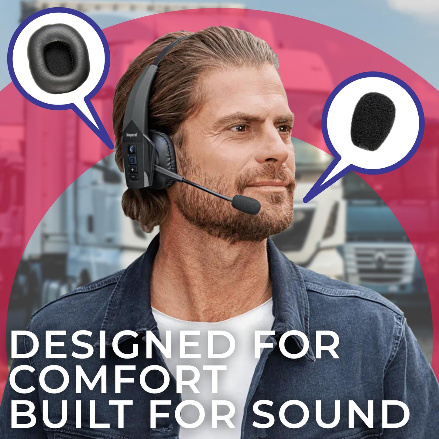 Ear Pad Cushion Kit for Blue Parrott B350-XT - Compatible with Jabra Evolve 65, 40, 30 - Enhances All-Day Wearing Comfort Over Original Foam Earpads