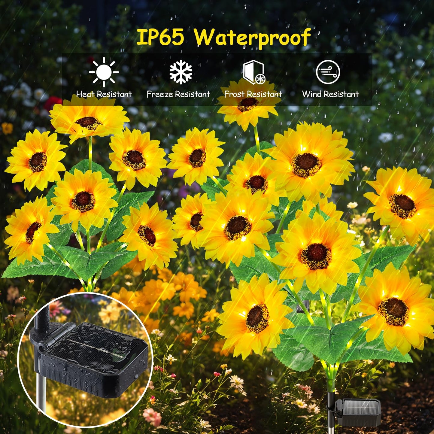 Solar Lights Outdoor Garden Decor, Upgraded 6 Pack with 36 Sunflowers, Auto On/Off Solar Flowers, Waterproof Garden Lights for Yard Patio, Gift
