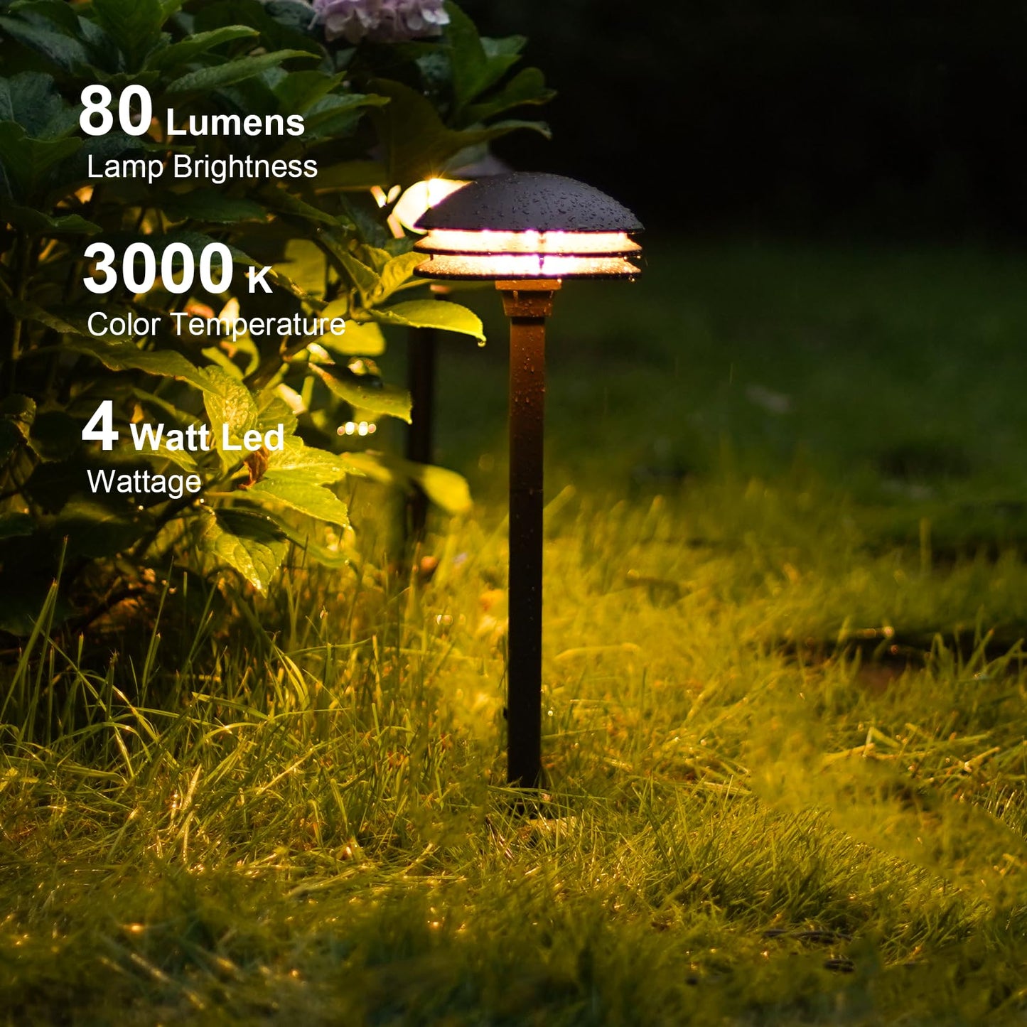 GOODSMANN Landscape Lighting Low Voltage Pathway Lights LED 2PK 4W 80 Lumen Outdoor Landscape Lighting 3 Tier Pagoda Landscape Path Lights 3000K Warm
