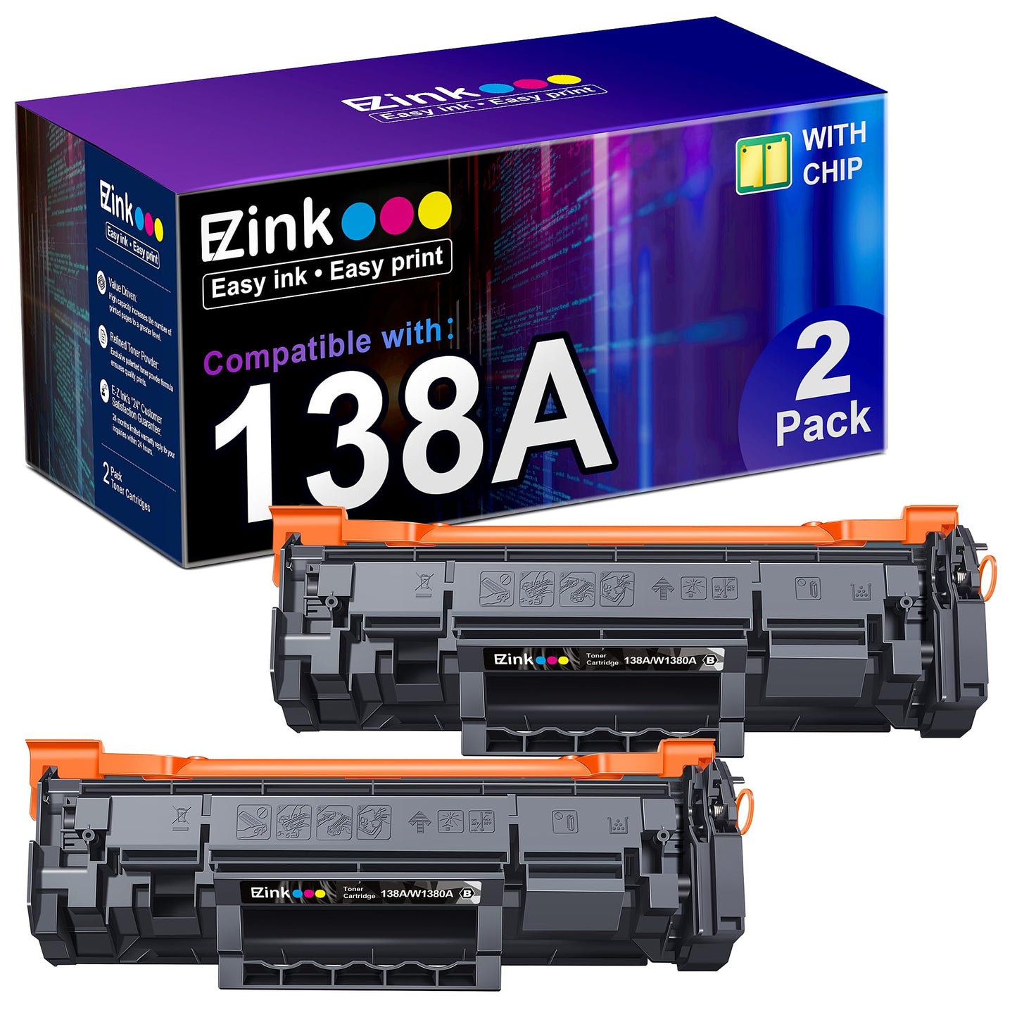 E-Z Ink Compatible Toner Cartridge Replacement for HP 138A W1380A 138X W1380X Compatible with HP Pro 3001dw 3001fdw MFP 3101fdw Series Printer