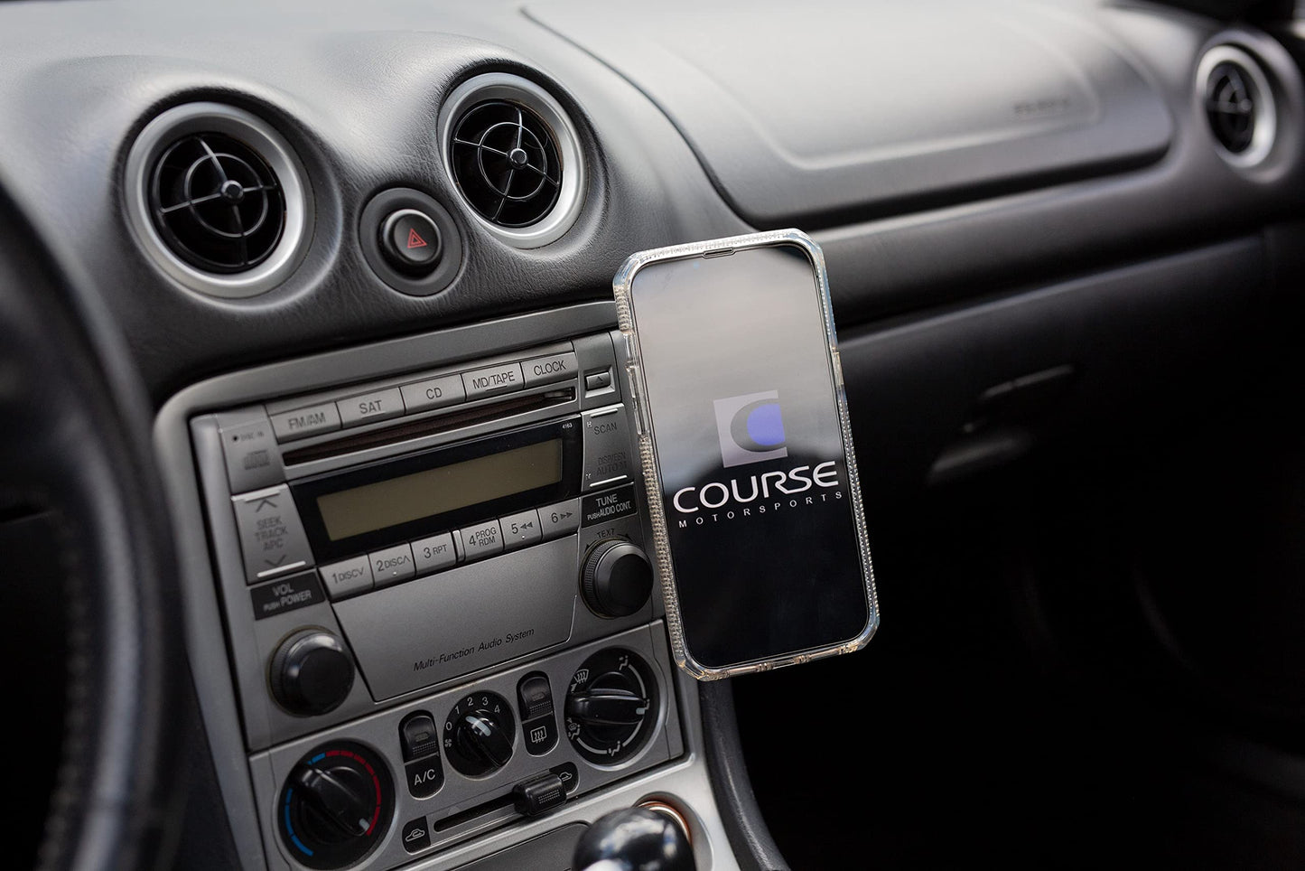 Course Motorsports DirectFit Phone Mount for Mazda Miata (1998-2005) Compatible with All Phones - Automatic Gripping Charger (Black)