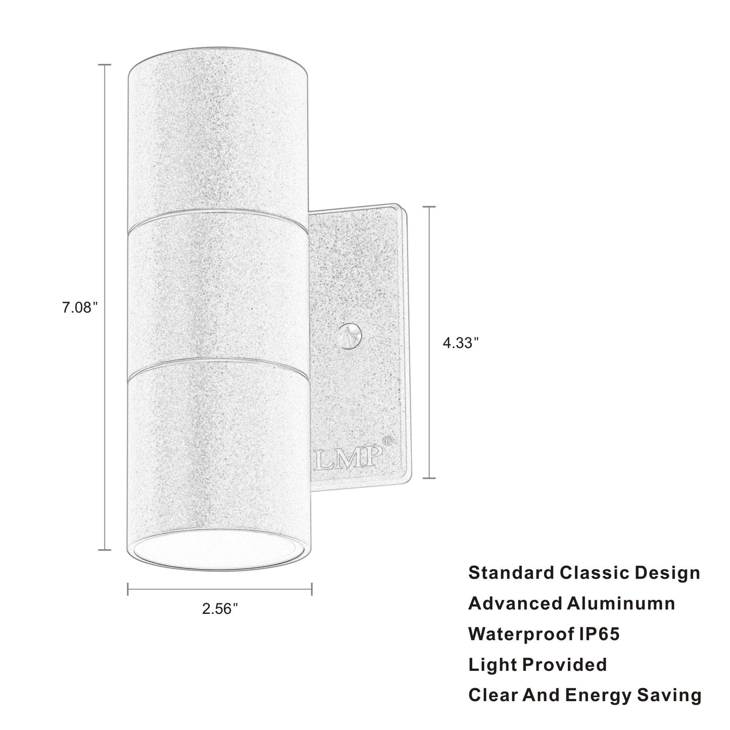 LMP Modern Outdoor Wall Light Porch Light Patio Light with Black Aluminum Finish for Decoration,Garage 1Packs Gray