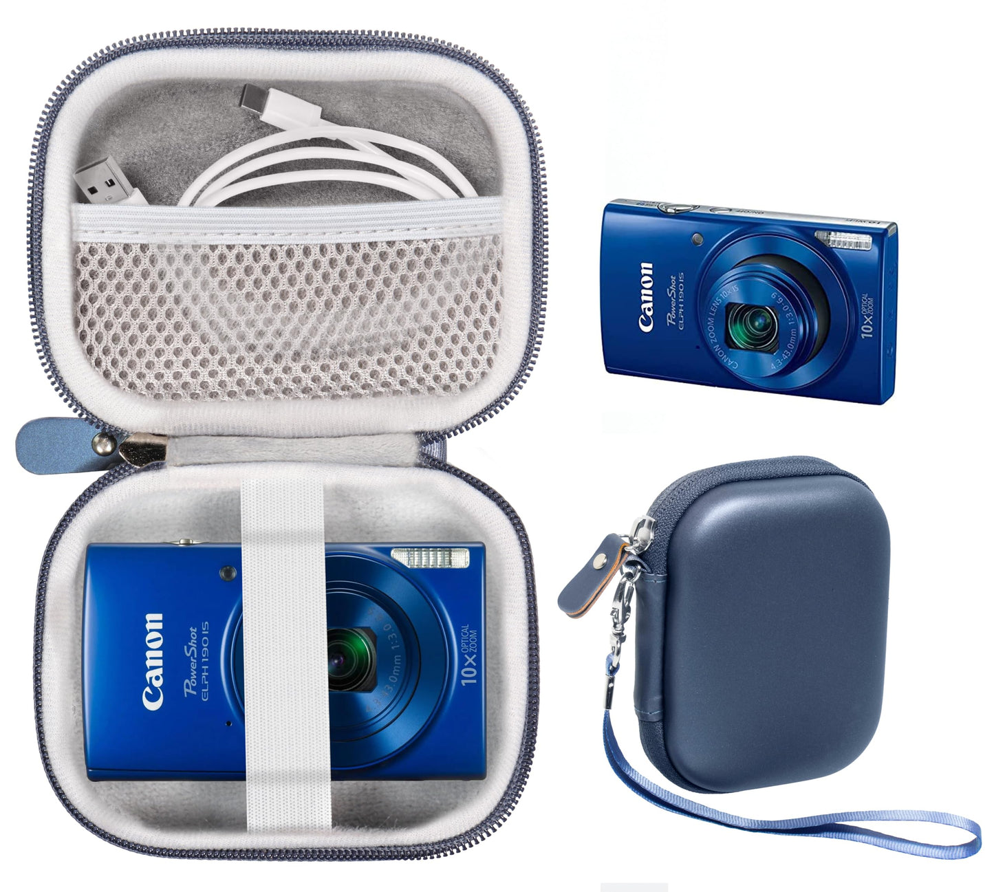 WGear Digital Camera Case for Sony W800/S, DSCW830; Canon PowerShot ELPH180, ELPH 190, 350 HS, 310 360; Kodak PIXPRO Friendly Zoom FZ43, FZ53-BL