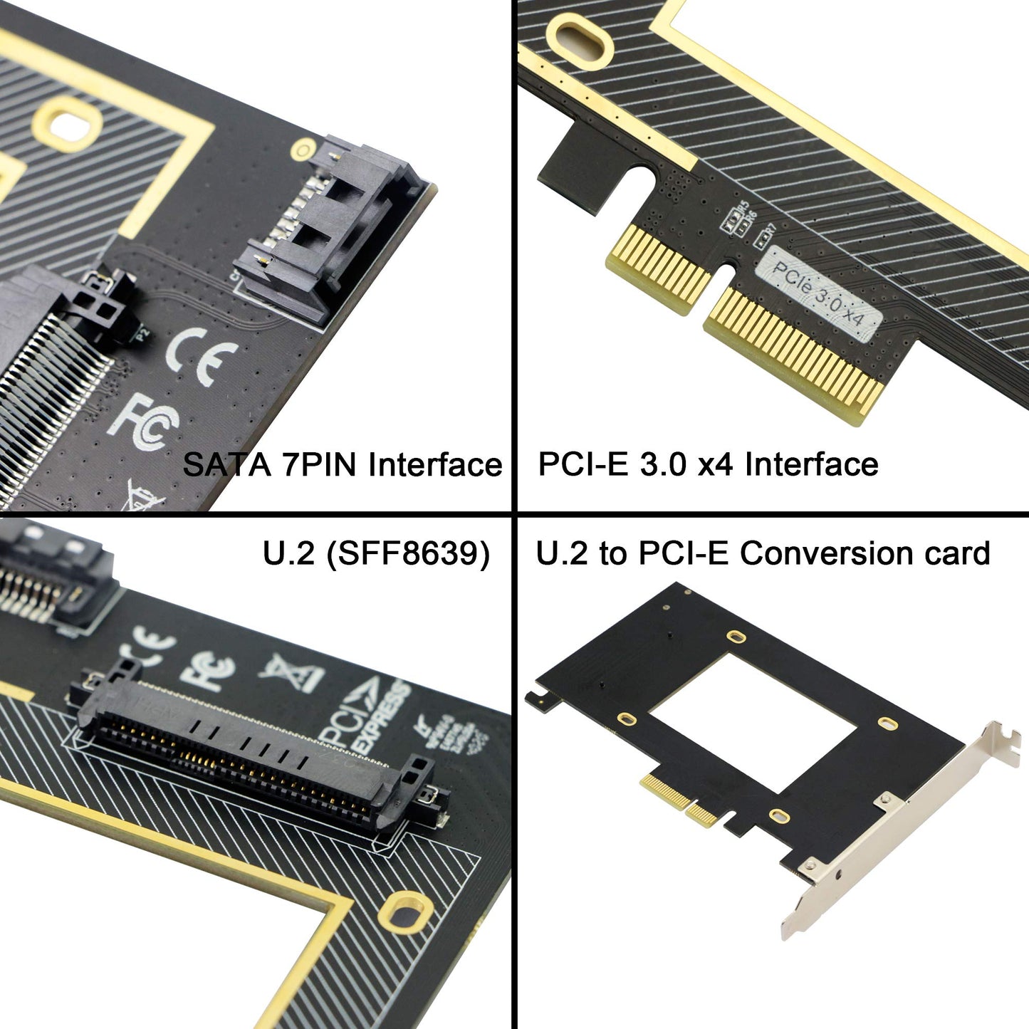 U.2 to PCIE Expansion Card?SFF 8639 to PCIE 3.0 x4 Riser Card,PCI-E 3.0 X4 SATA Adapter,for 2.5" U.2 NVME SSD and 2.5" SATA SSD.