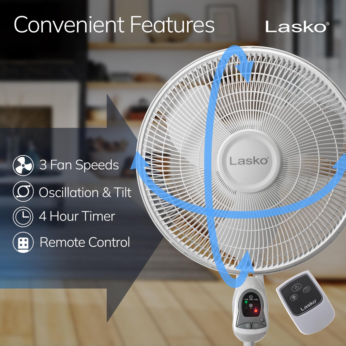 Lasko Oscillating Adjustable Pedestal Stand Fan - 16” - 1646 - White