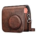 Fintie Protective Case for Fujifilm Instax Mini 7+ Instant Camera - Premium Vegan Leather Bag Cover with Removable Adjustable Strap, Vintage Brown