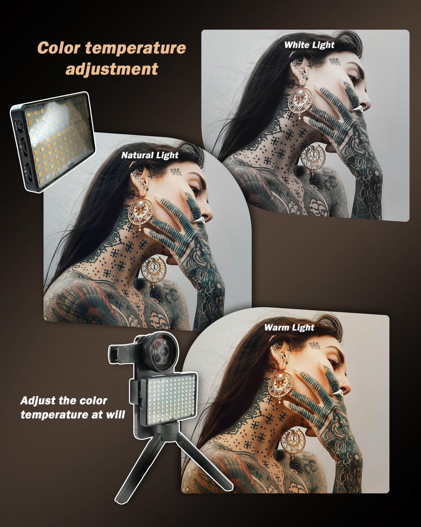 INKSOUL Tattoo Light Kit Tattoo Equipment and Supplies Tattoo Photography Video Lights Anti-3.0 Glare Kit 120 LED Beads?12W? Brighter and Lighter