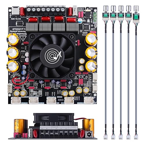 ZK-AS21P 2.1 Channel Bluetooth Amplifier Board, 300W x2 Stereo Class D Home Audio Amp with 600W Subwoofer Output, 2 x TPA3255 Chip, AUX USB Input